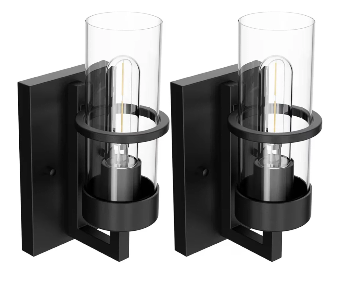 Modern Black Sconce Wall Light with Glass Shade - photo 4