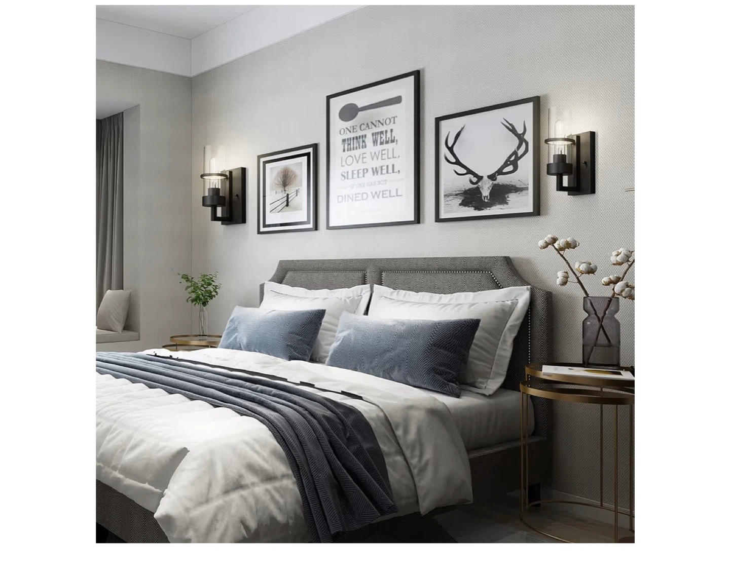 Modern Black Sconce Wall Light with Glass Shade - photo 3