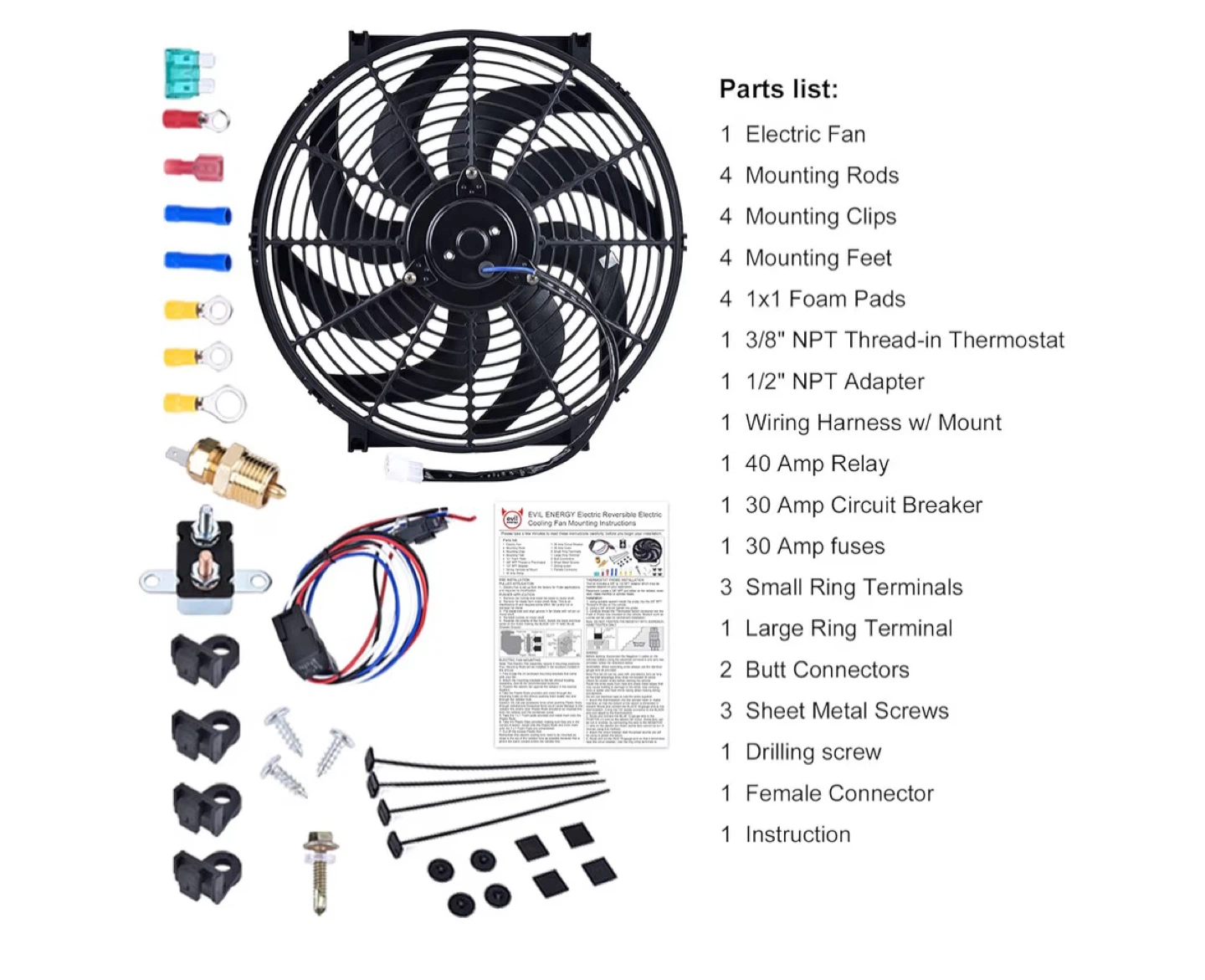 14 Inch Electric Radiator Cooling Fan 12V 160W Mount Kit - photo 3