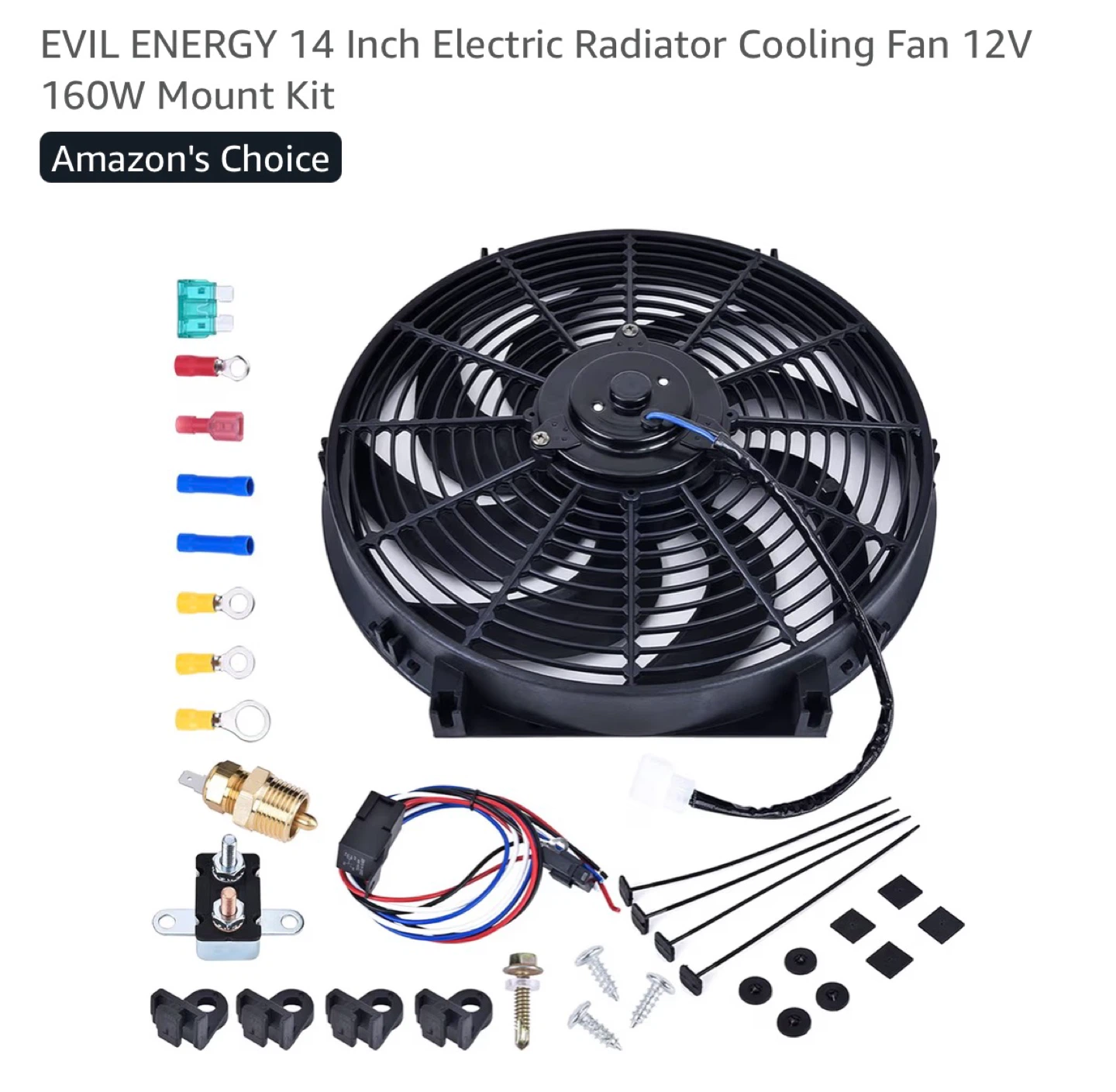 14 Inch Electric Radiator Cooling Fan 12V 160W Mount Kit