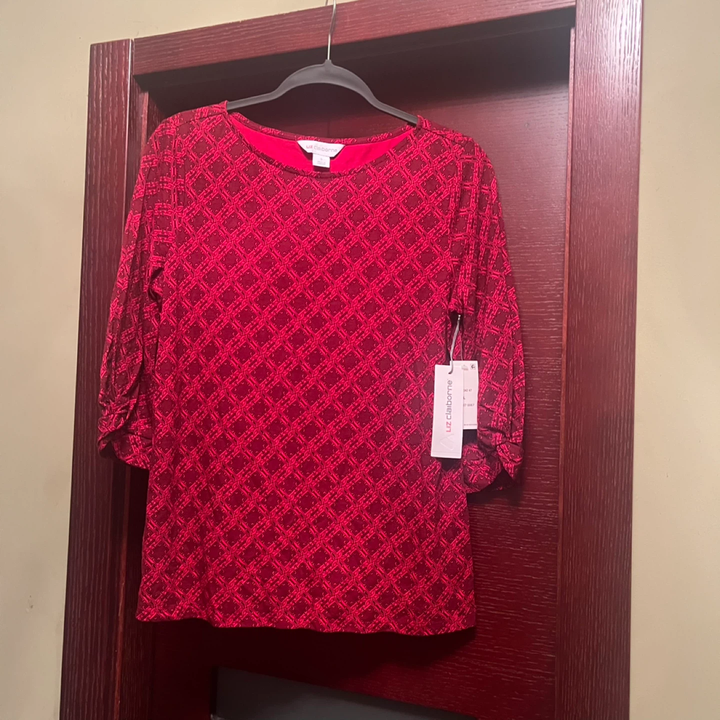 Liz Claiborne Women's Red Print Top Size S