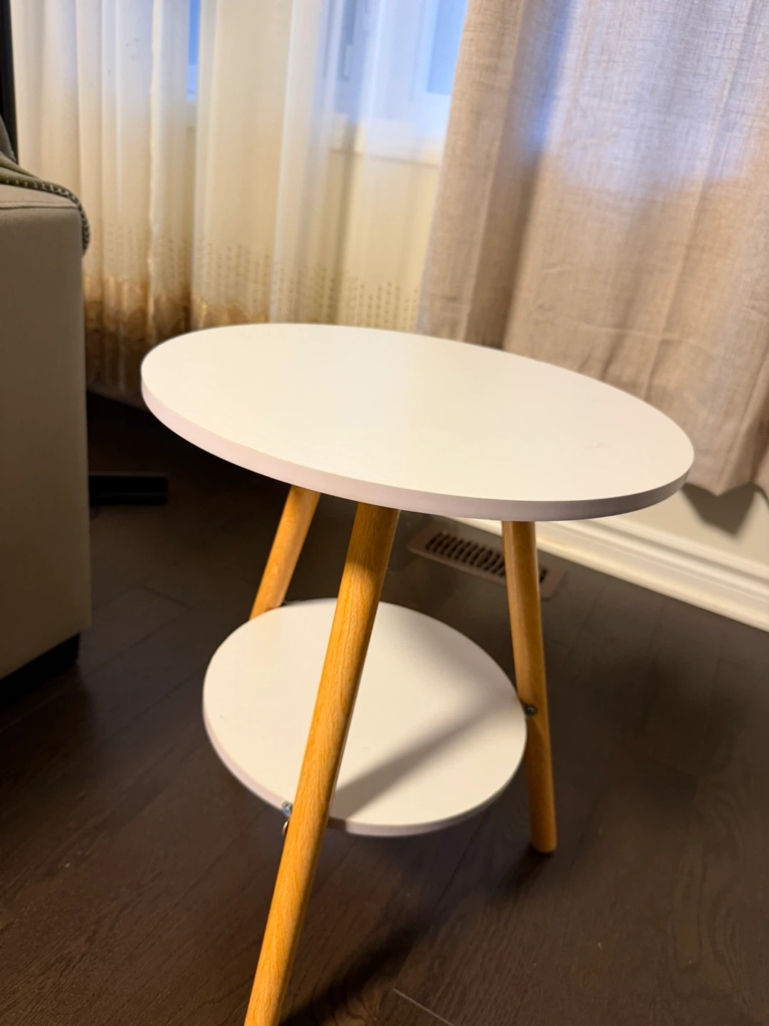 White Round End Table with Shelf - photo 5