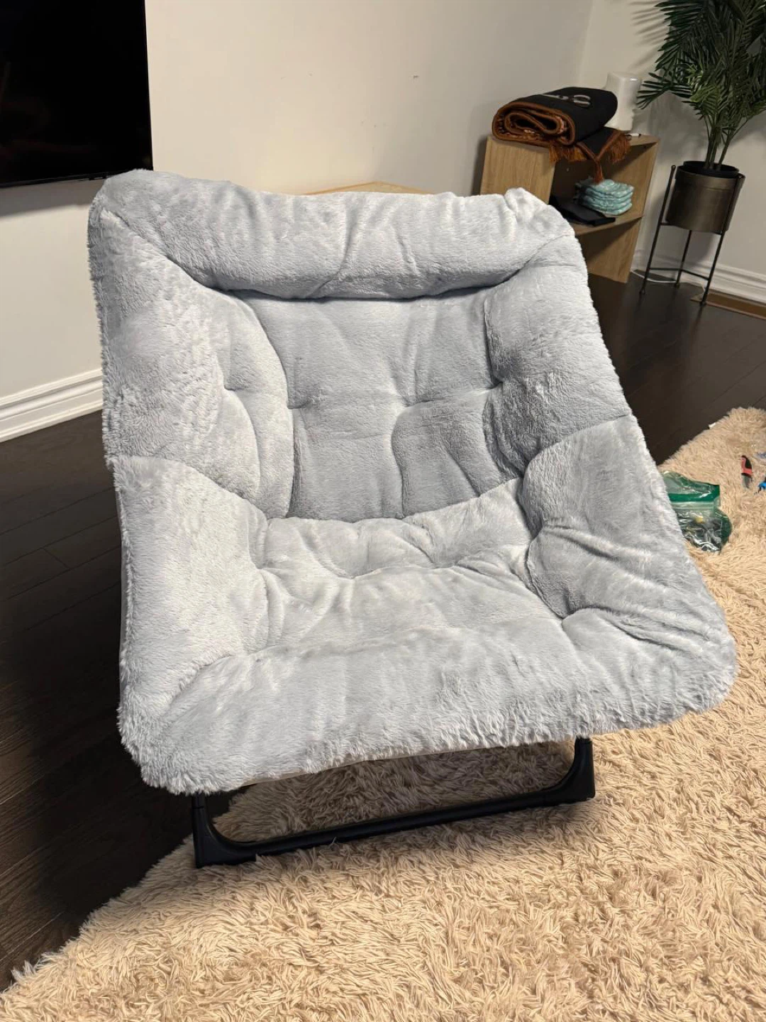 Light Grey Plush Folding Chair