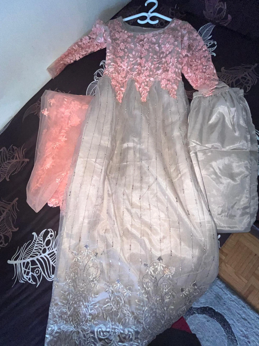 Embellished 3-Piece Dress - Pink & Grey