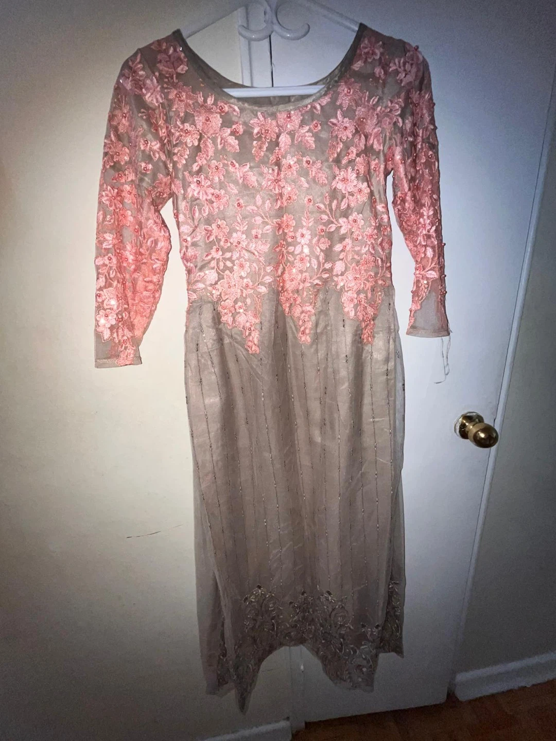 Embellished 3-Piece Dress - Pink & Grey - photo 2