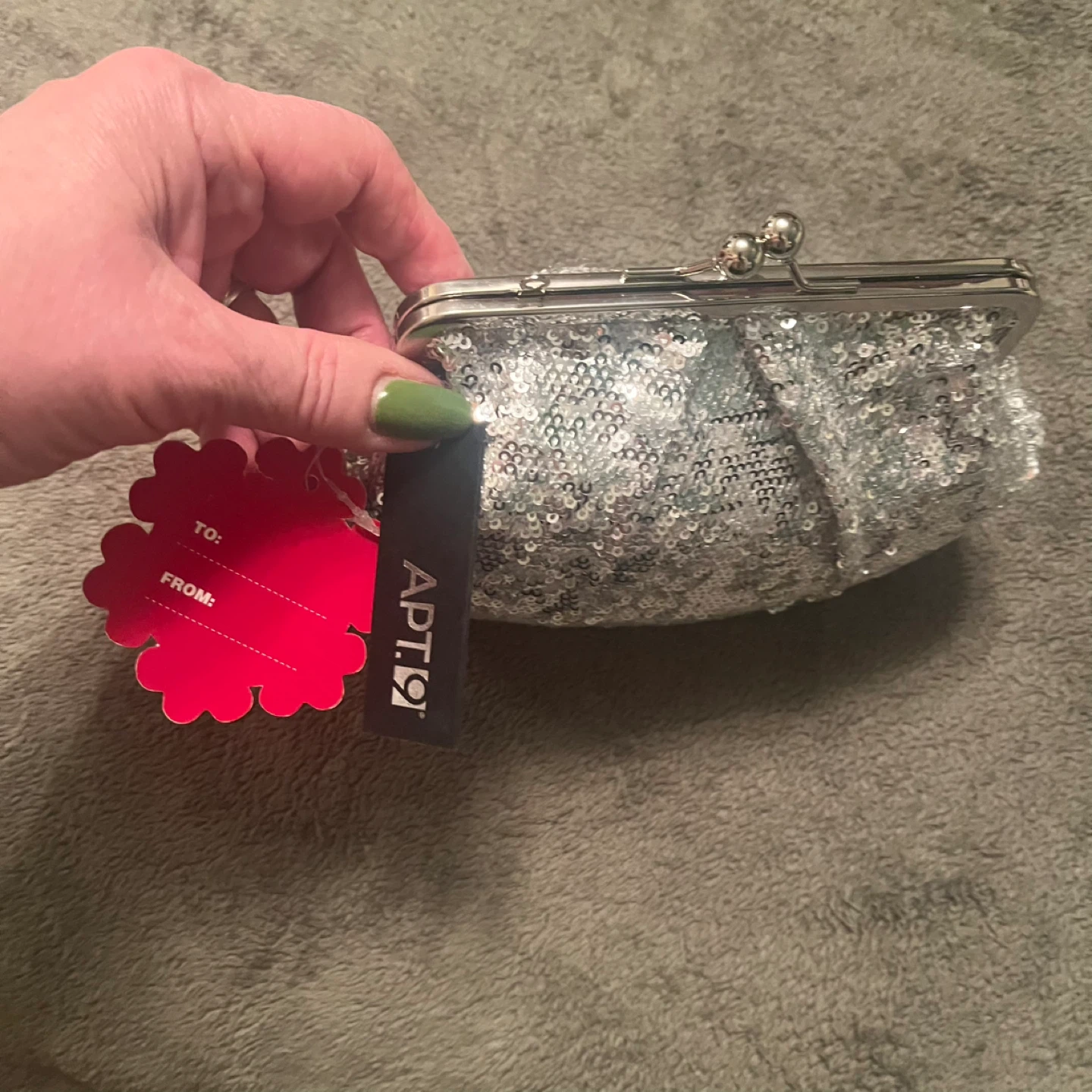 Apt. 9 Silver Sequin Clutch Purse - photo 2