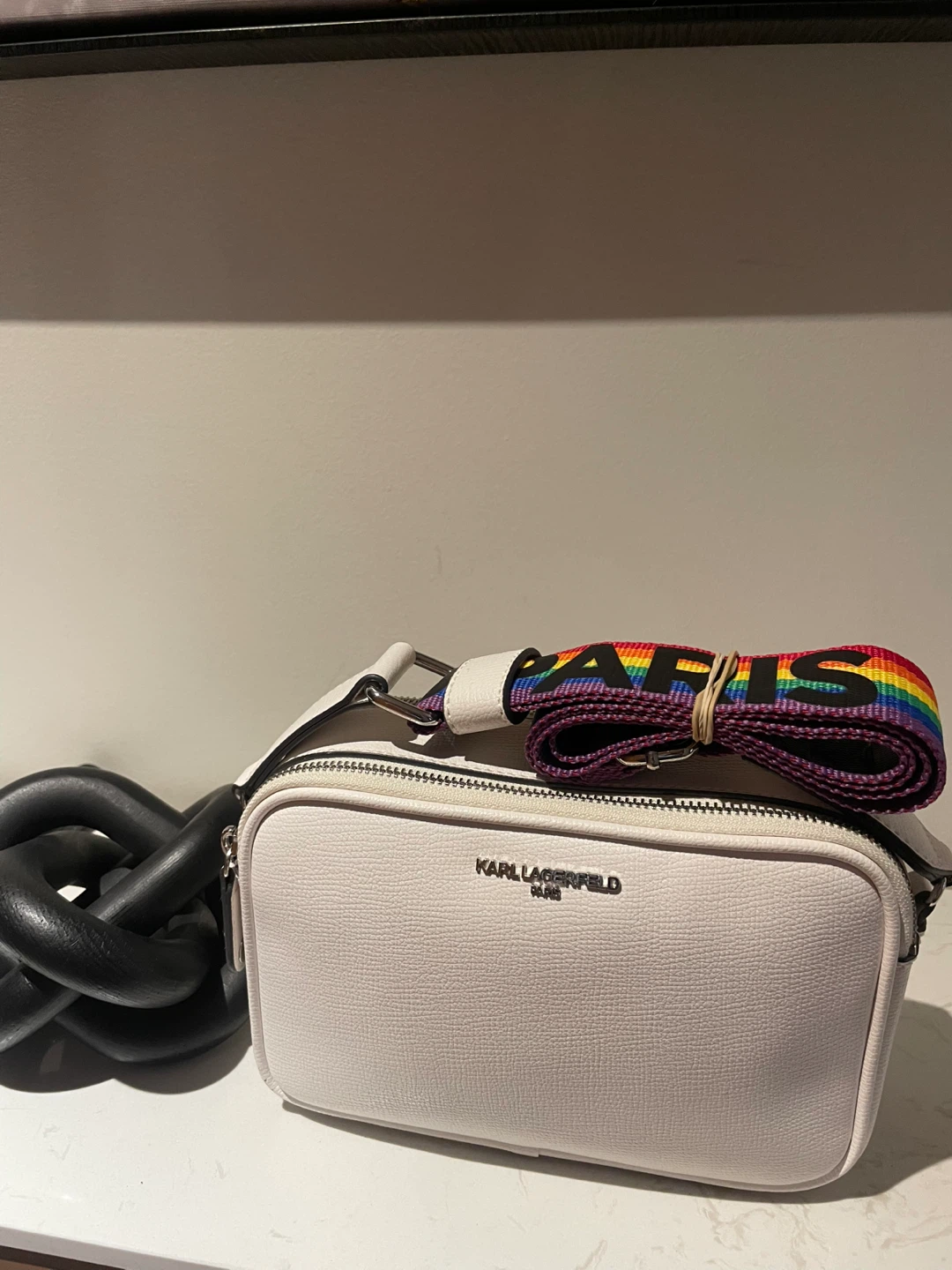 Karl Lagerfeld White Crossbody Bag pride strap