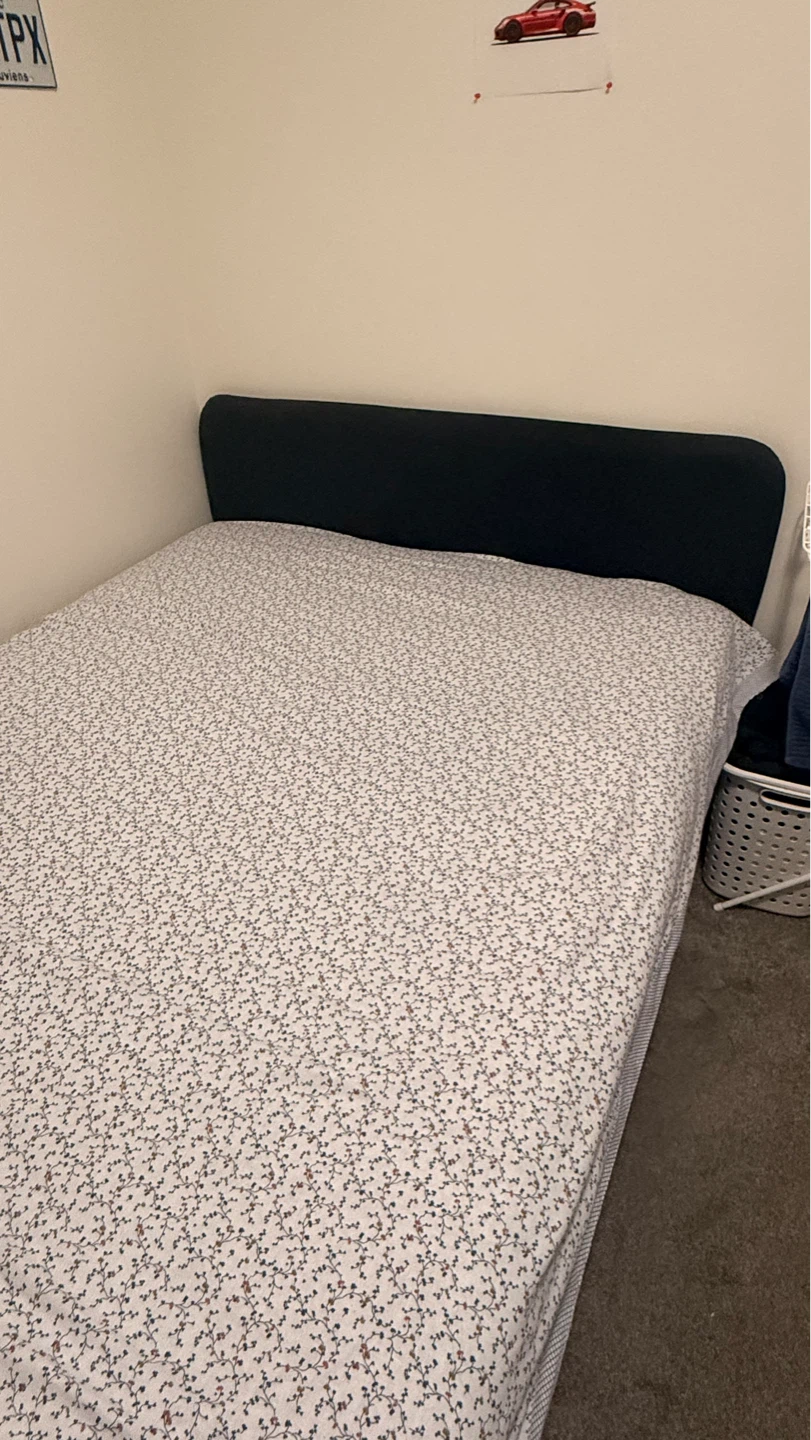 Dark Grey Upholstered Bed Frame with Headboard