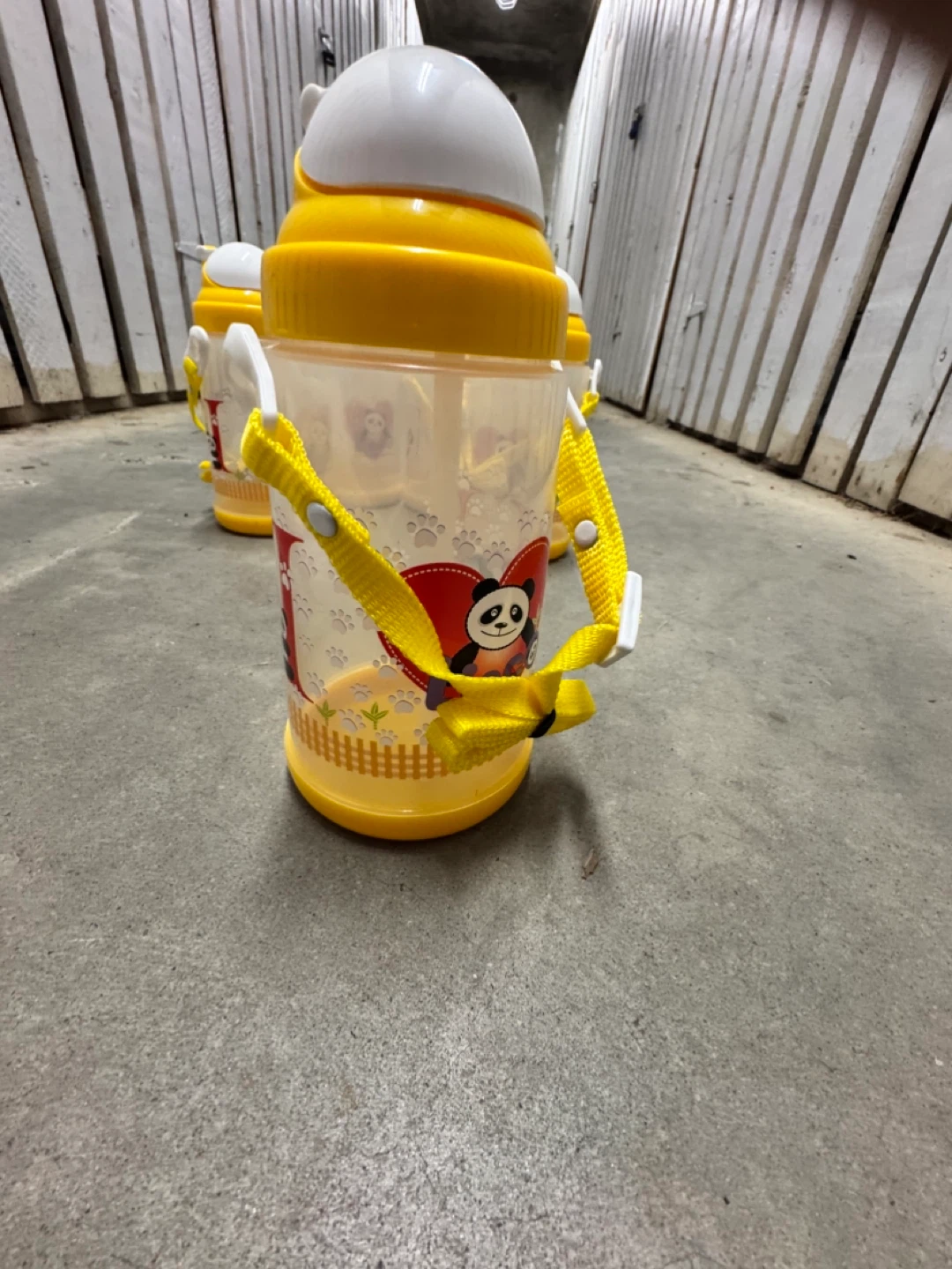 Yellow Panda Sippy Cups with Straps (Set of 4)