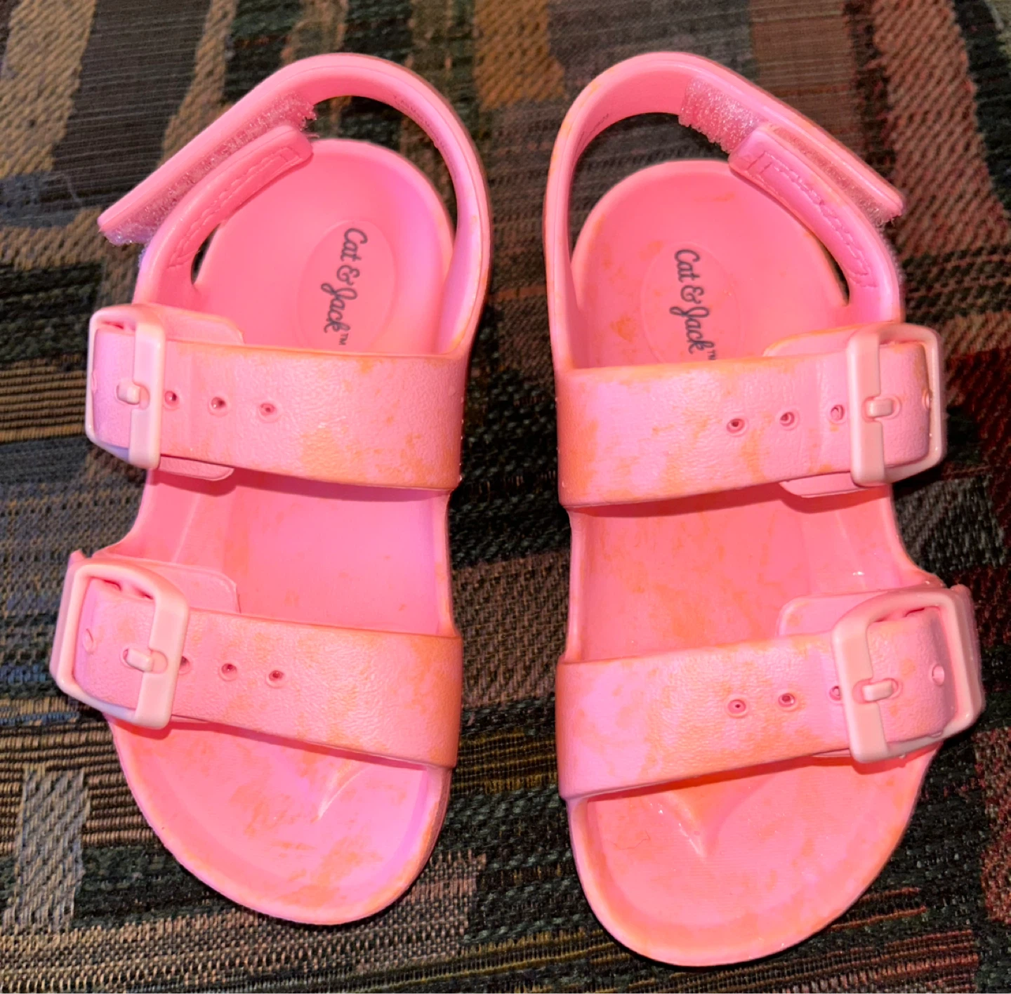 Cat & Jack Pink Rubber Little Girl’s Sandals - SZ Youth 7 ⚽