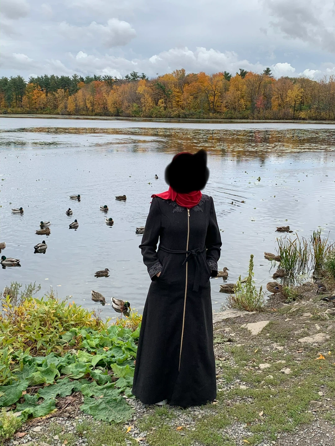 Black Embroidered Full Length Coat⚽️