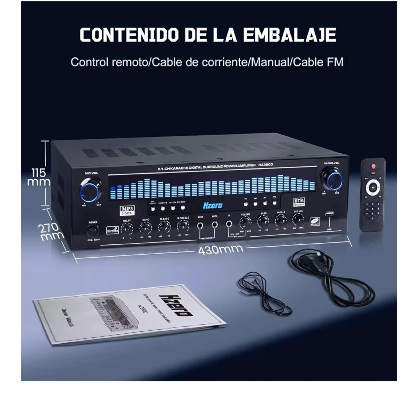 HZ3800 5.1 Channel Karaoke Digital Surround Power Amplifier - photo 3