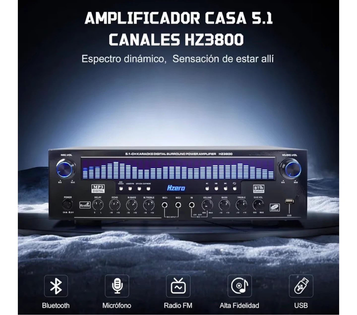 HZ3800 5.1 Channel Karaoke Digital Surround Power Amplifier - photo 2