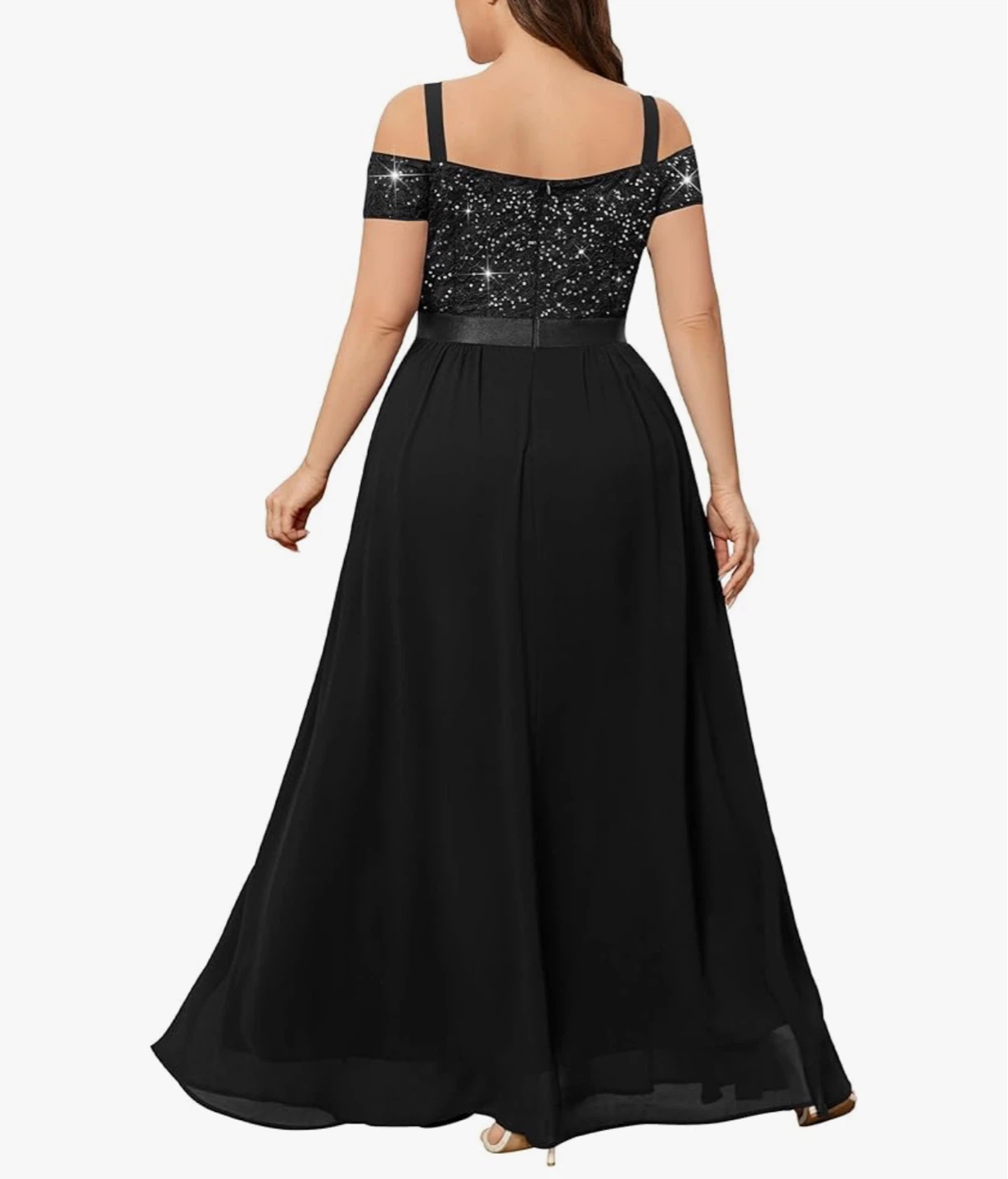 Prom Dress Off The Shoulder Sequin Lace Chiffon Formal Gown - photo 4
