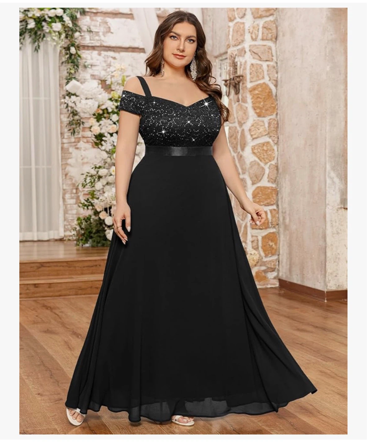 Prom Dress Off The Shoulder Sequin Lace Chiffon Formal Gown