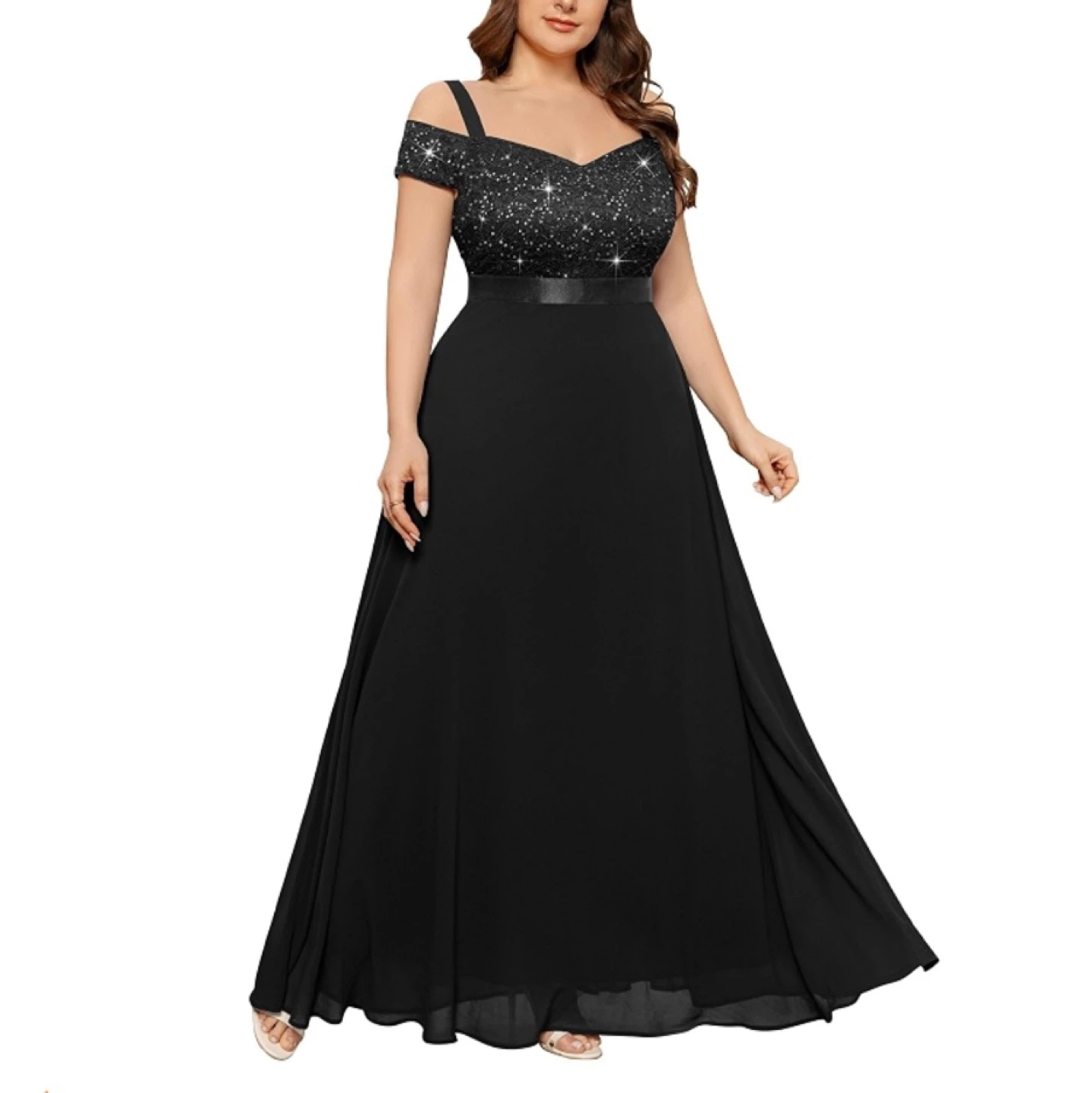 Prom Dress Off The Shoulder Sequin Lace Chiffon Formal Gown - photo 3