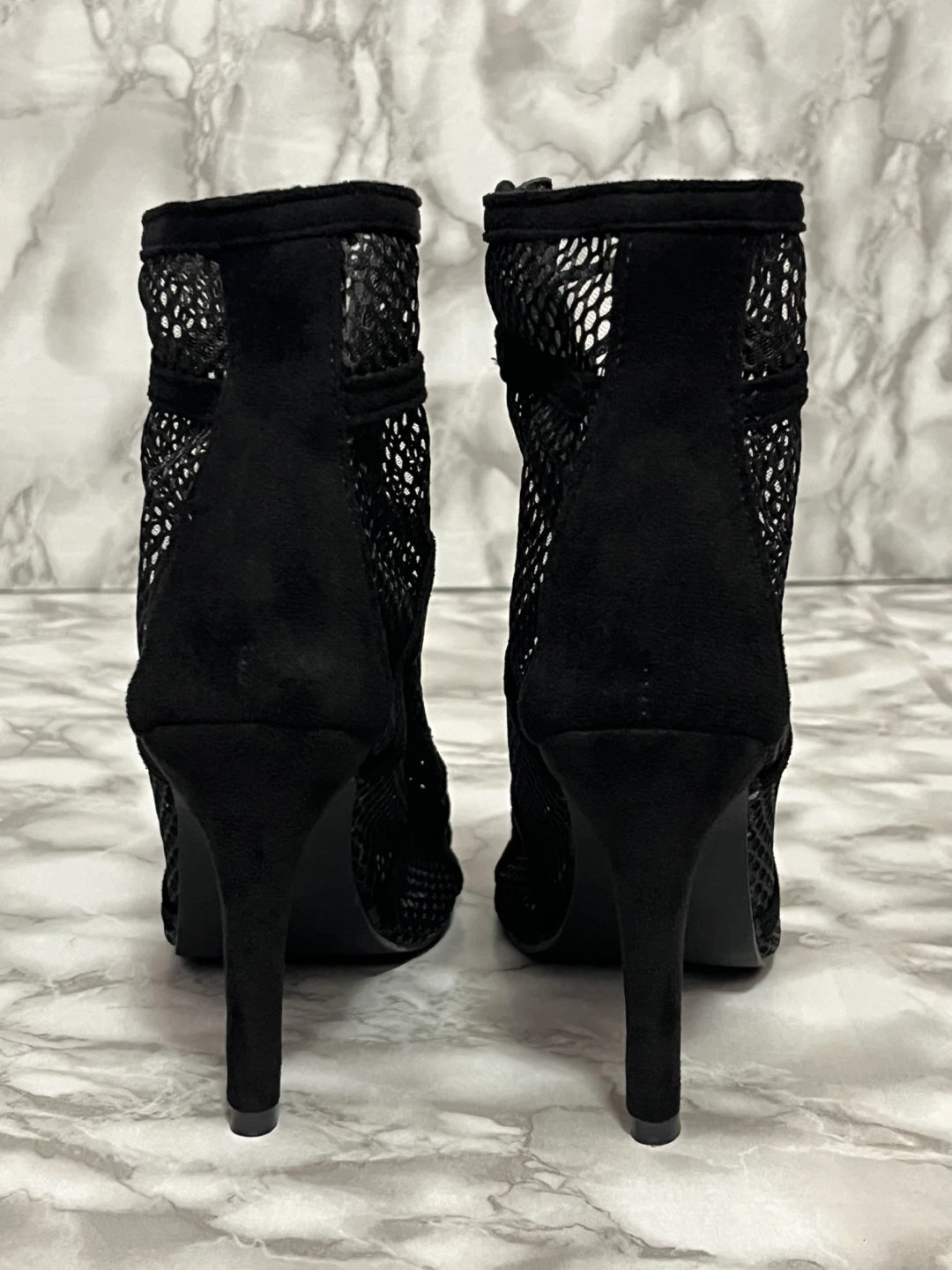 Black Mesh Lace-Up Heels Size 37 - photo 3