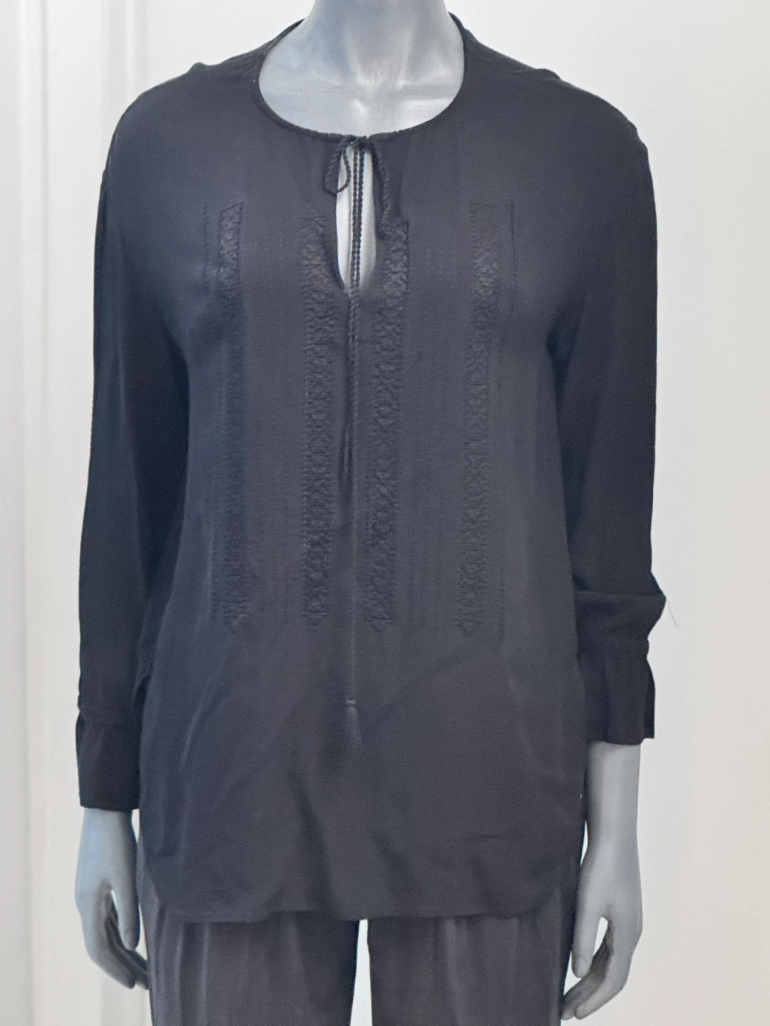 Theory Black Silk Blouse - Medium