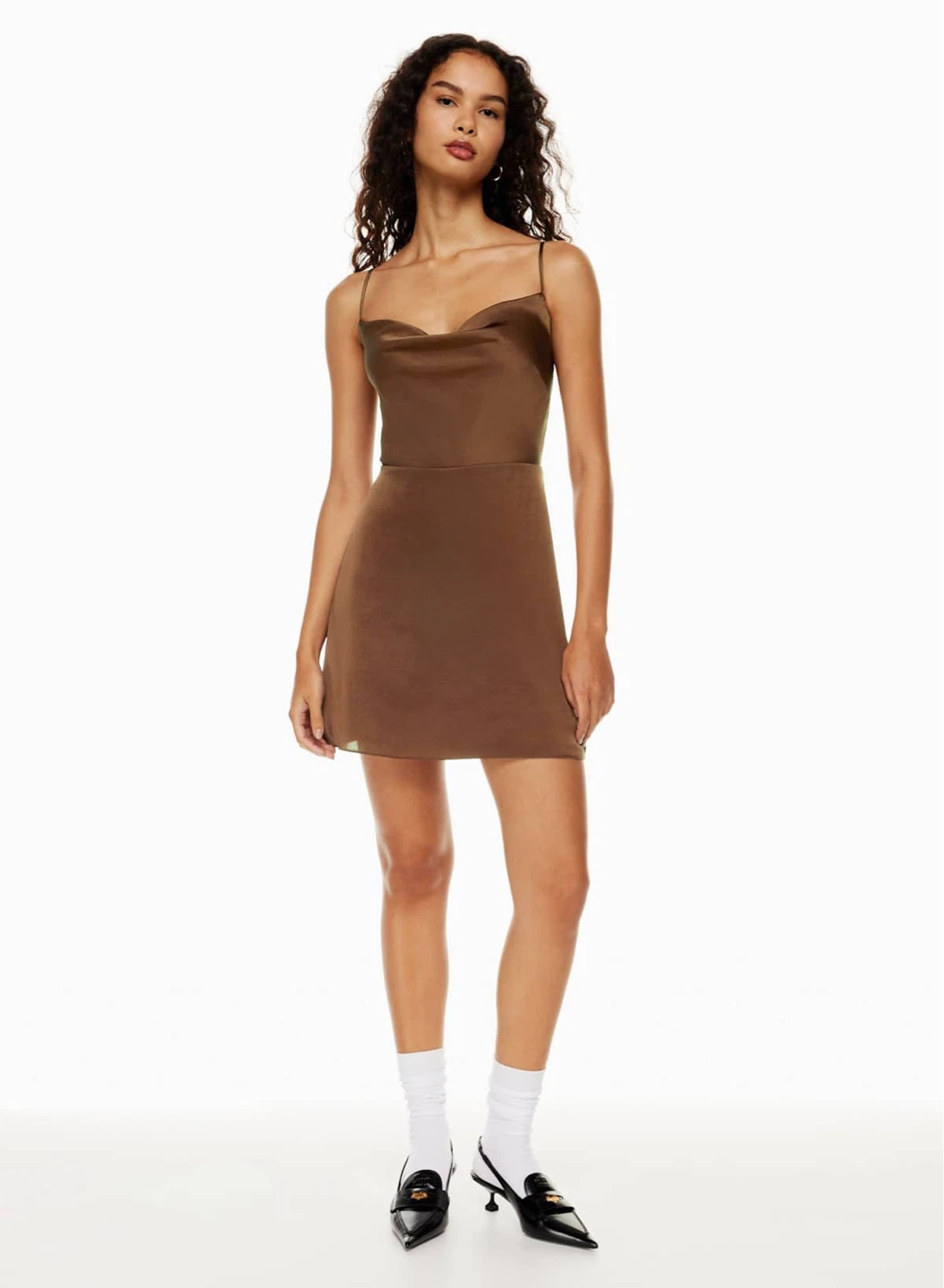 Sunday Best Brown Satin Slip Dress