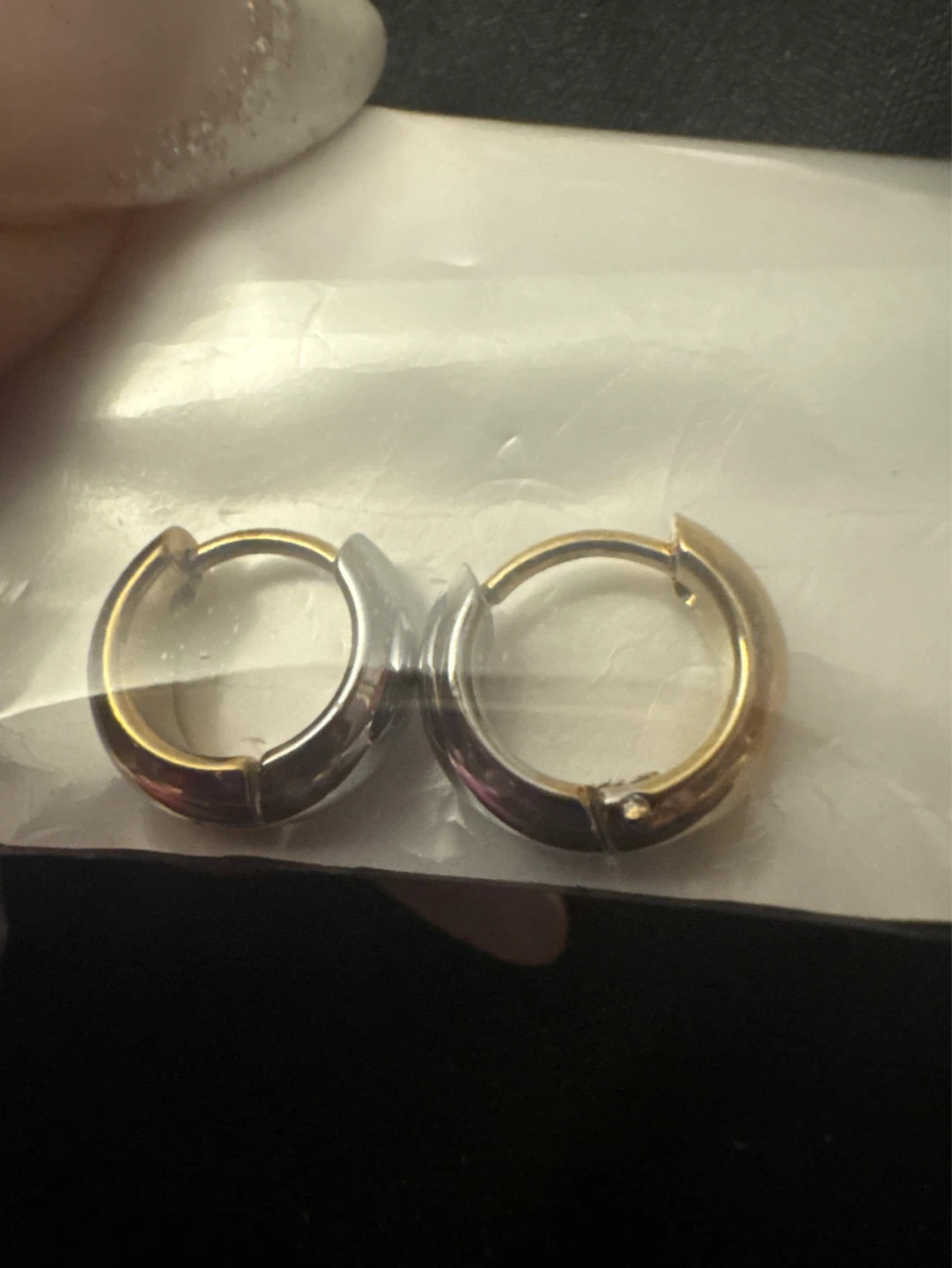 ⚽️ 18K Gold SS two tone Hoop Earrings - photo 2