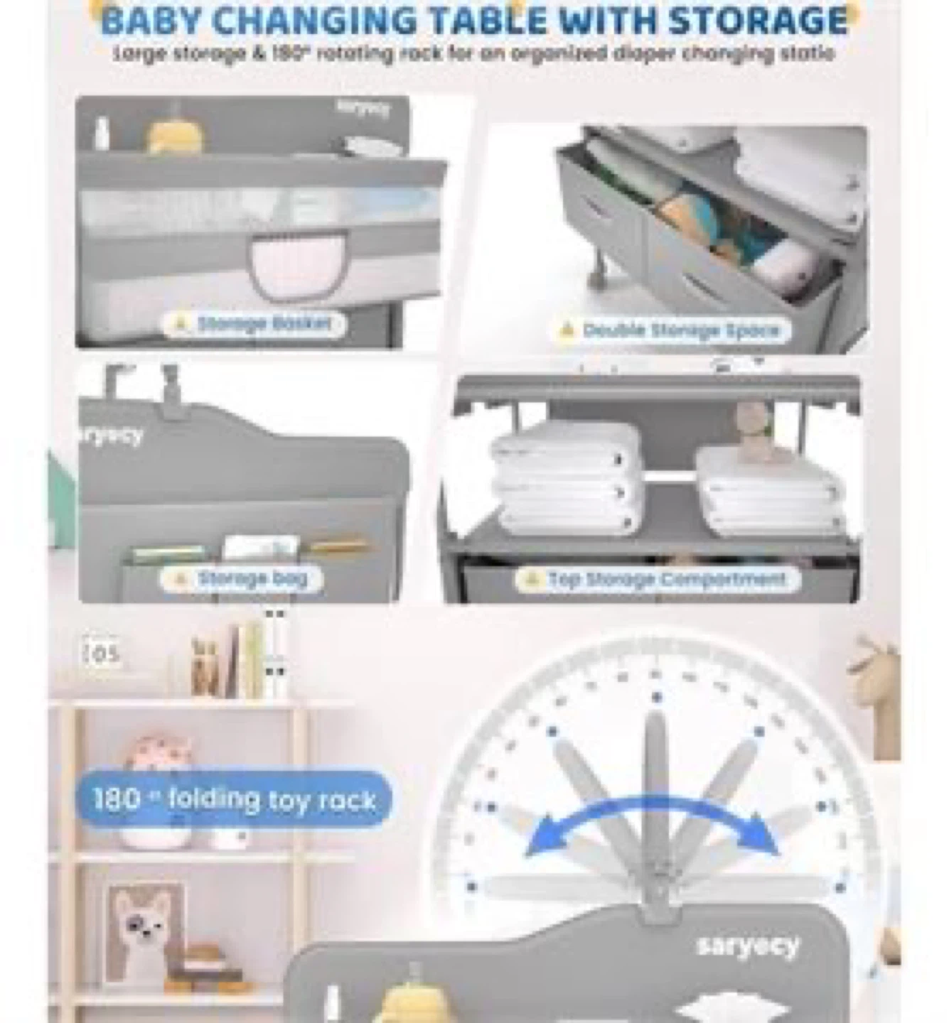 SARYECY Baby Changing Table with Storage - photo 2