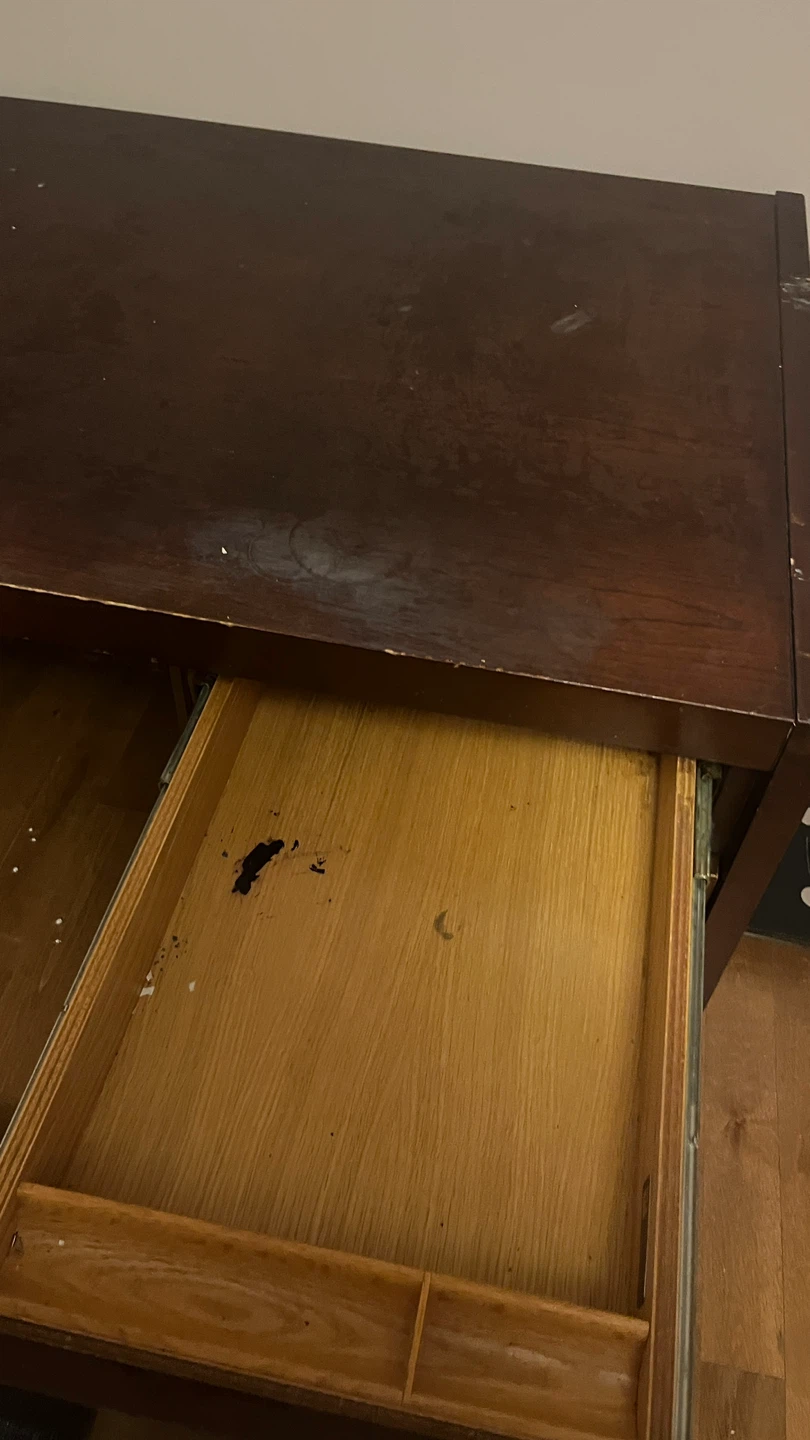 Dark Wood Desk with Drawers and chair - photo 2