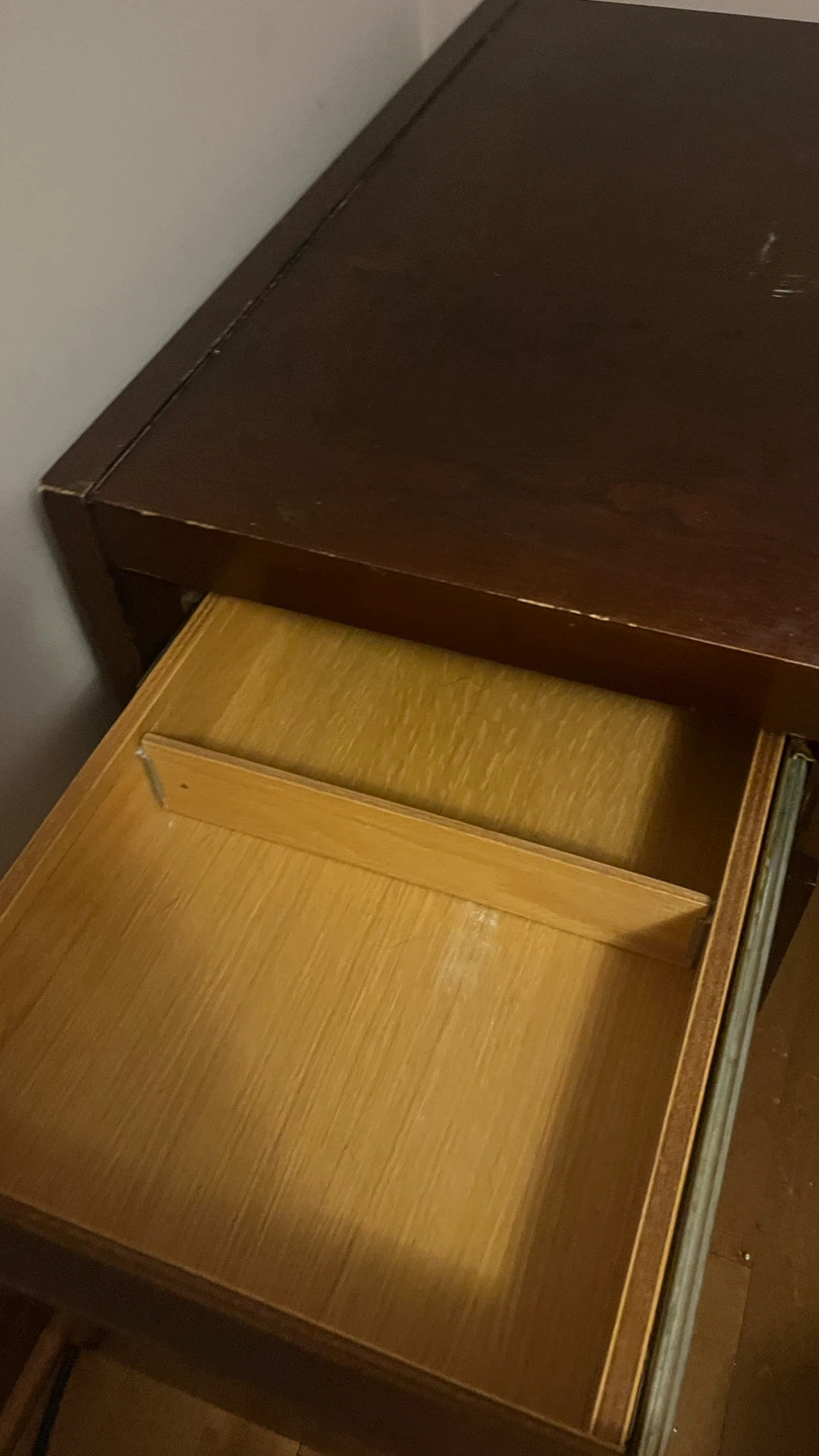 Dark Wood Desk with Drawers and chair - photo 4