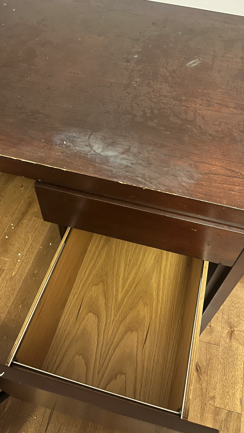 Dark Wood Desk with Drawers and chair - photo 3