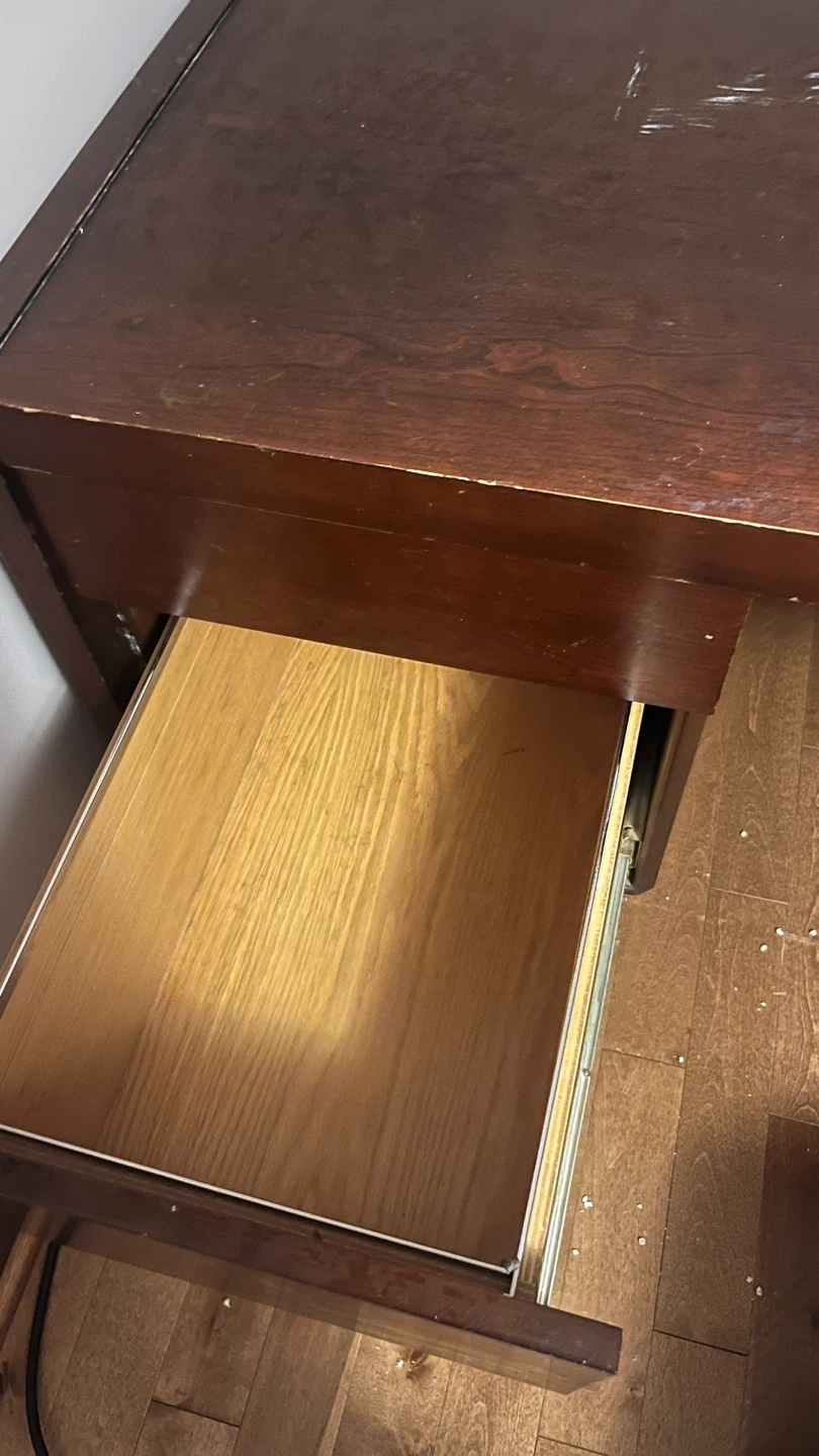 Dark Wood Desk with Drawers and chair - photo 5