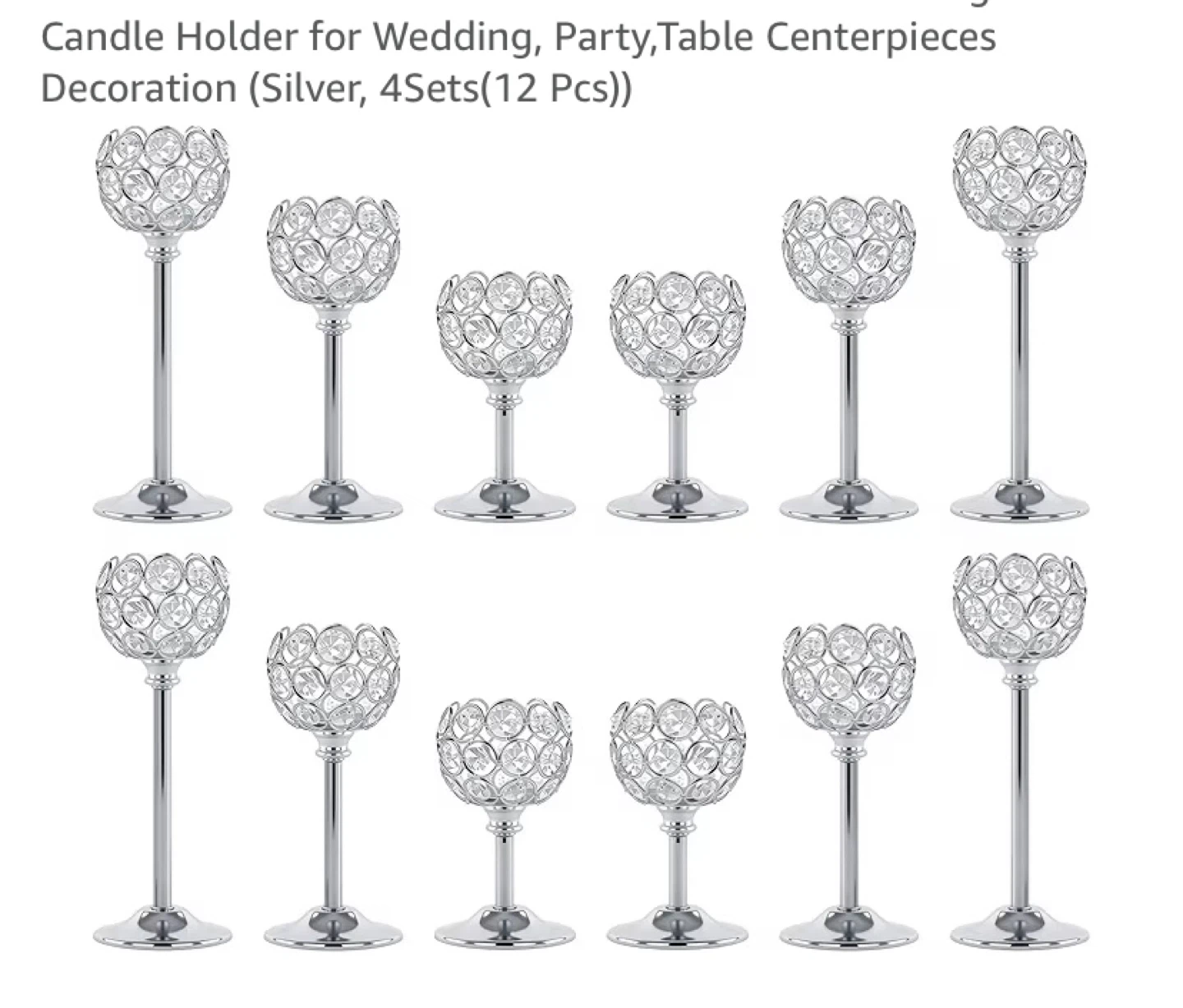 Silver Crystal Tealight Candle Holders Set of 12