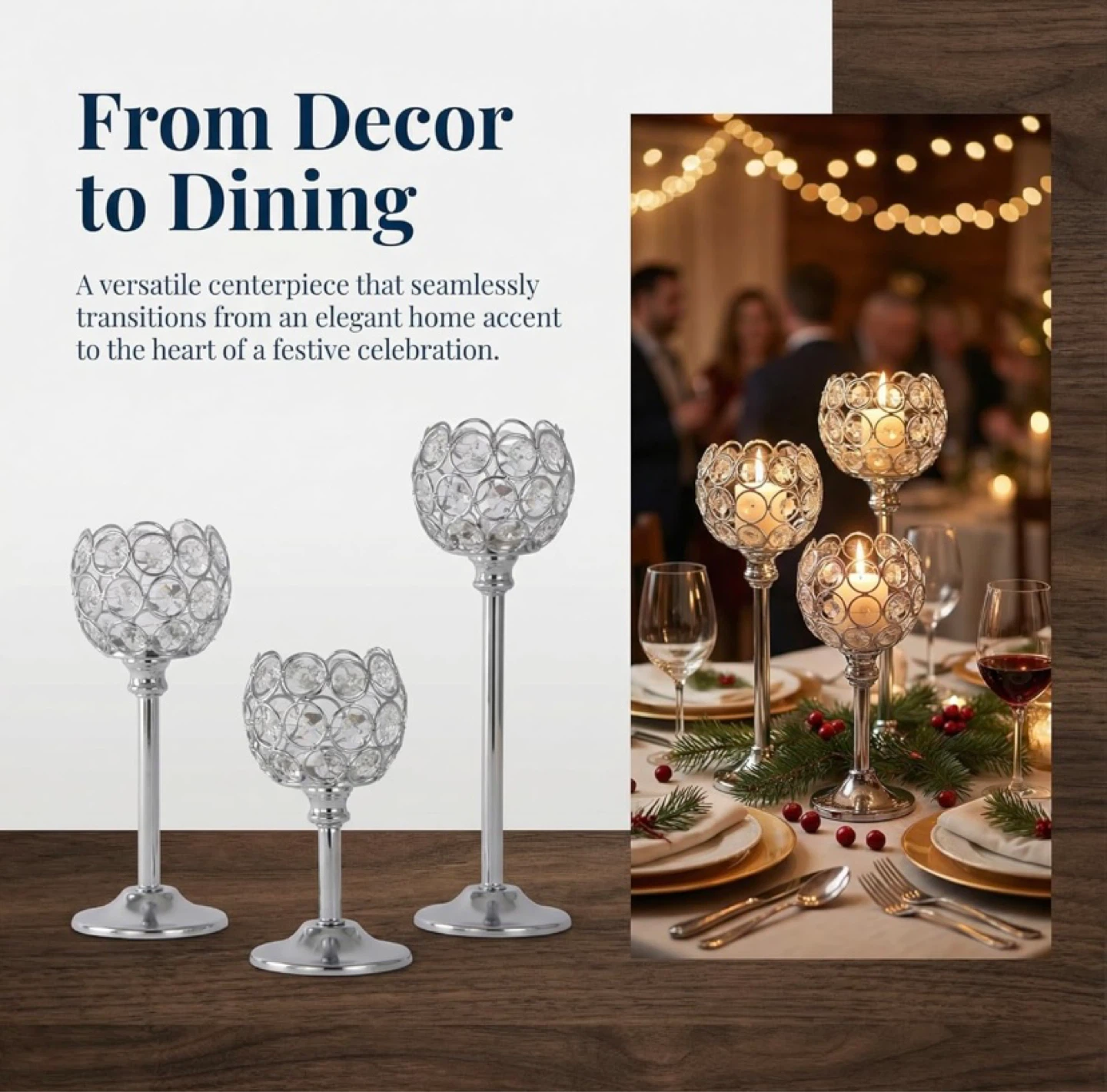 Silver Crystal Tealight Candle Holders Set of 12 - photo 3