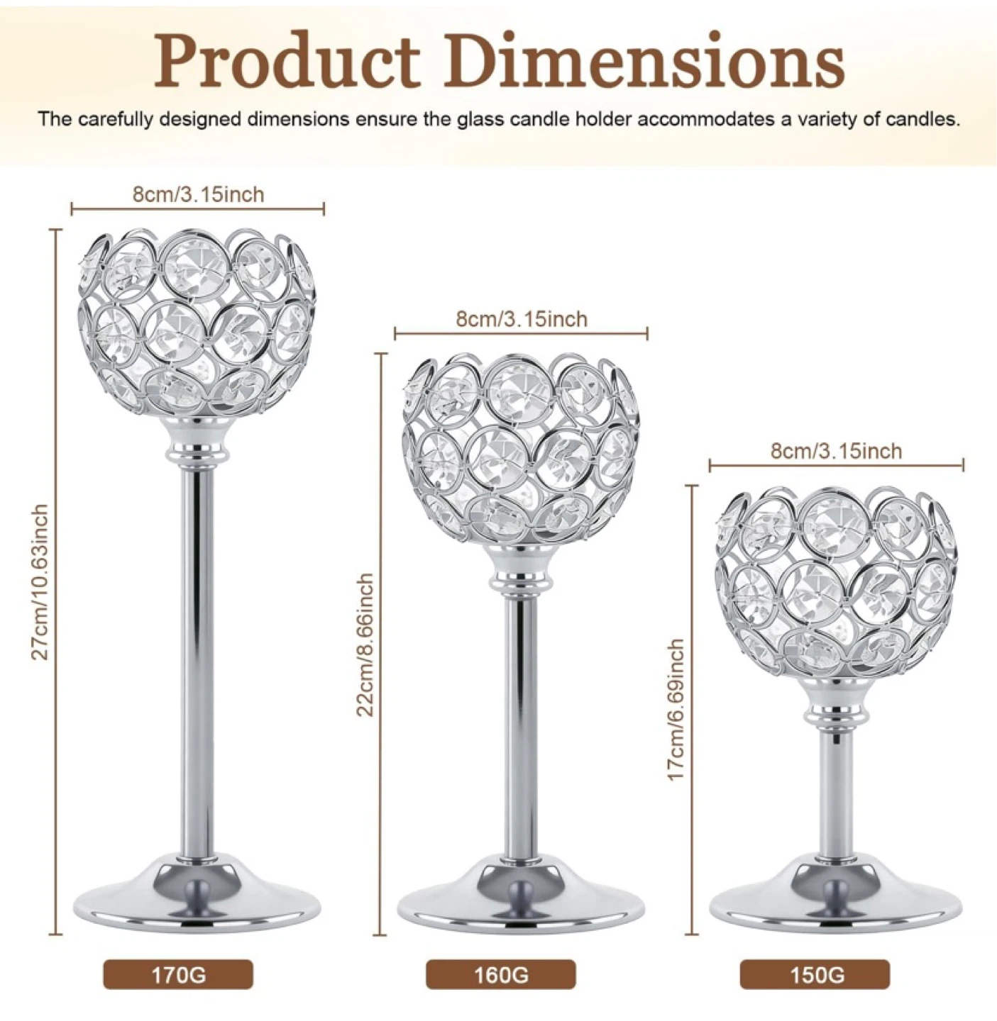 Silver Crystal Tealight Candle Holders Set of 12 - photo 2