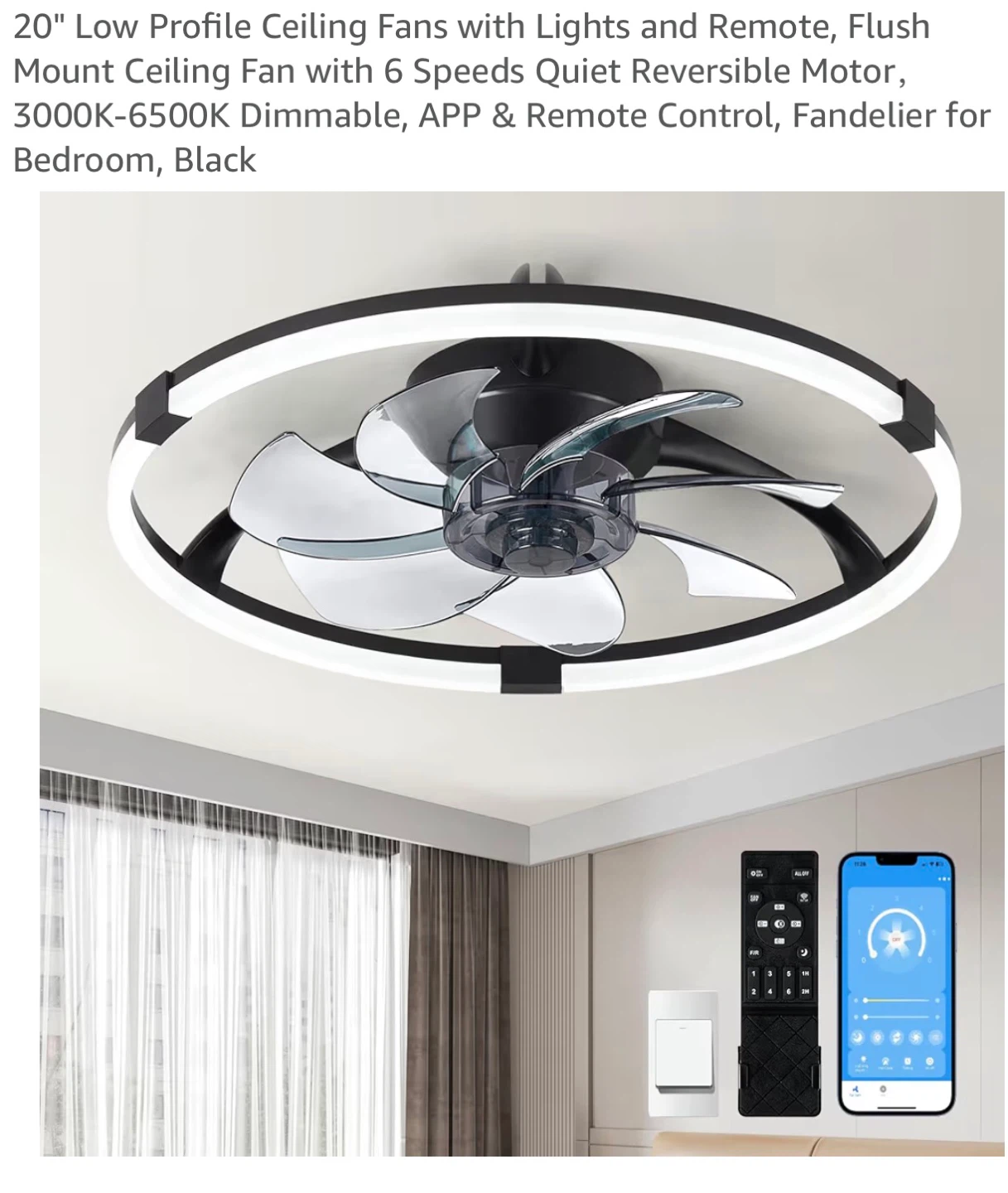 20" Low Profile Ceiling Fan with Light 2FF