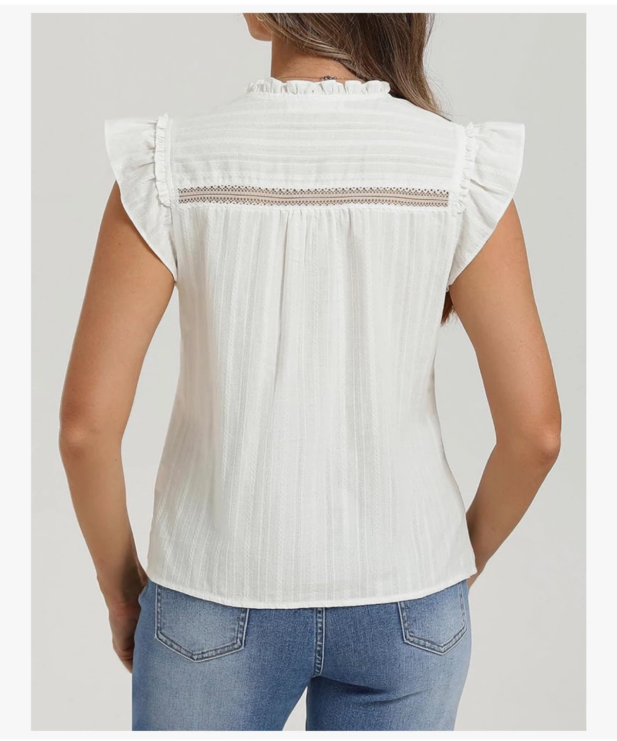 Women's Ruffle Sleeve Cotton Blouse (White) - photo 2