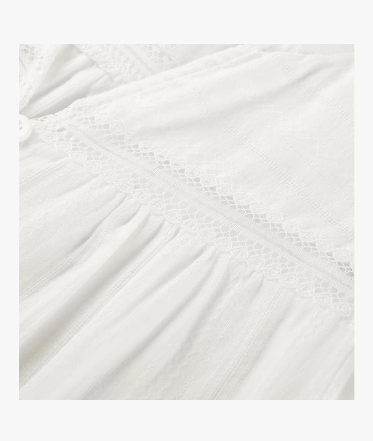 Women's Ruffle Sleeve Cotton Blouse (White) - photo 3