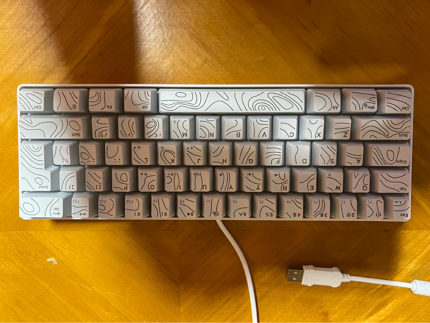 White Topographic Keycaps Mechanical Keyboard