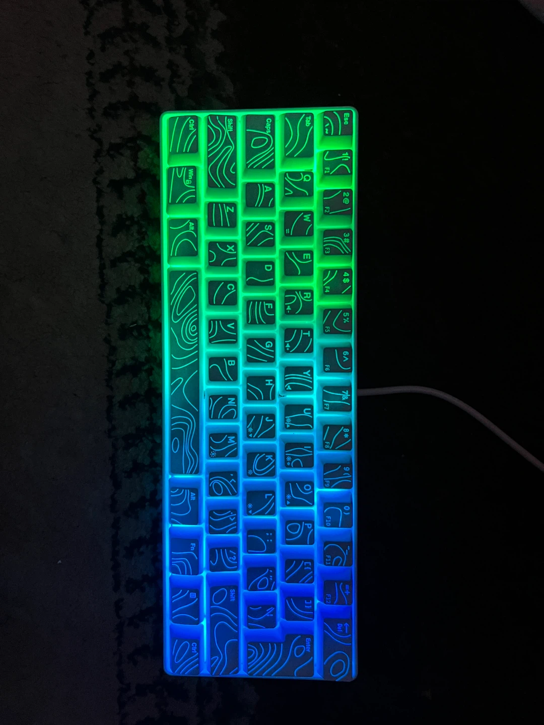 White Topographic Keycaps Mechanical Keyboard - photo 2