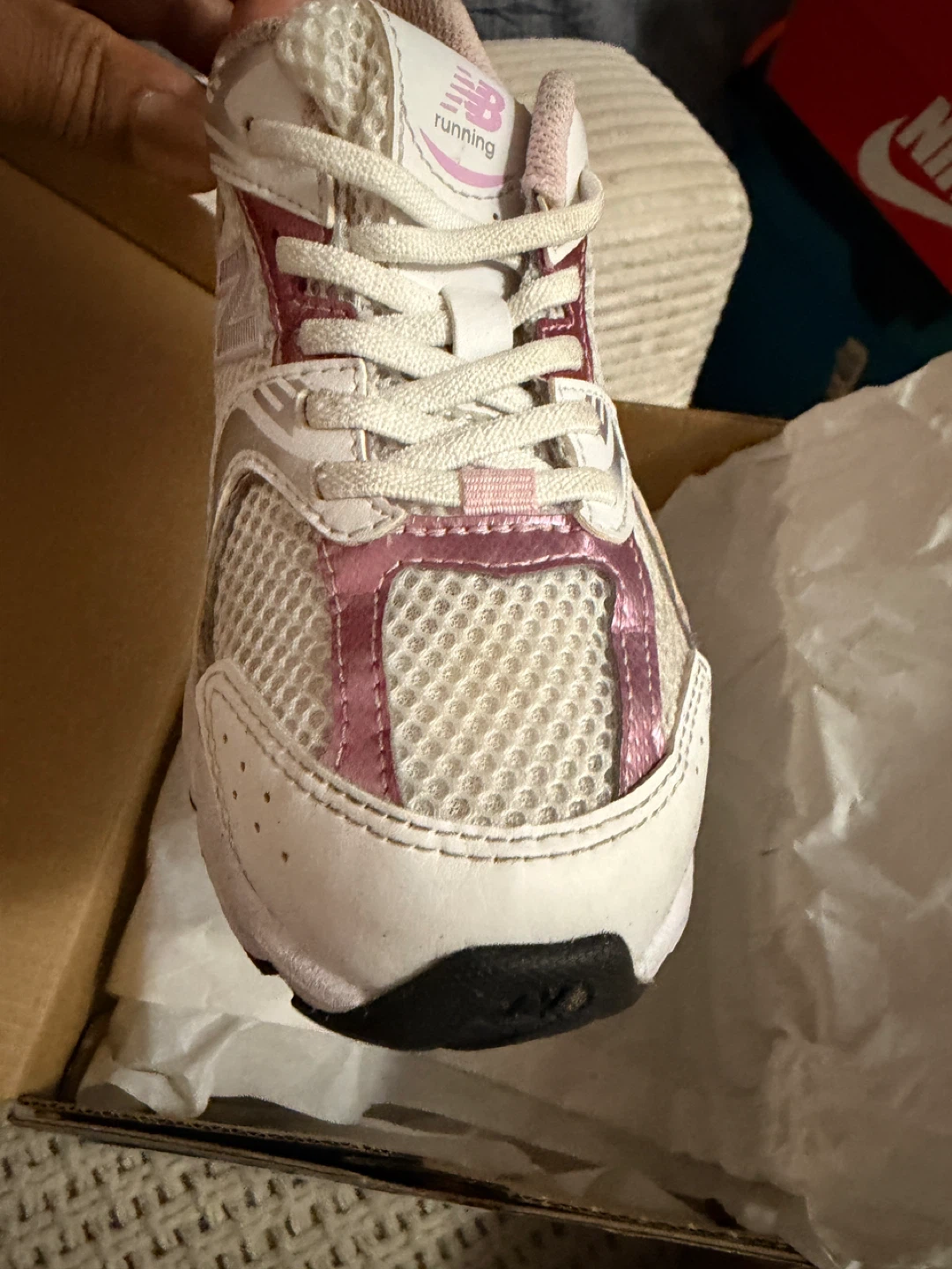 New Balance 530 Kids Running Shoes White Pink Size 1 Wide - photo 2