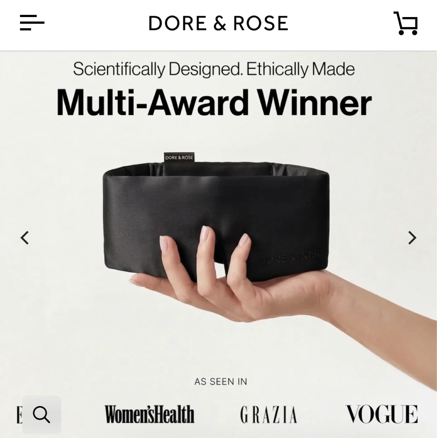⚽️ New Dore & Rose Black Silk Sleep Mask