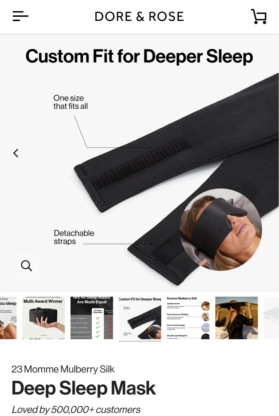 ⚽️ New Dore & Rose Black Silk Sleep Mask - photo 4