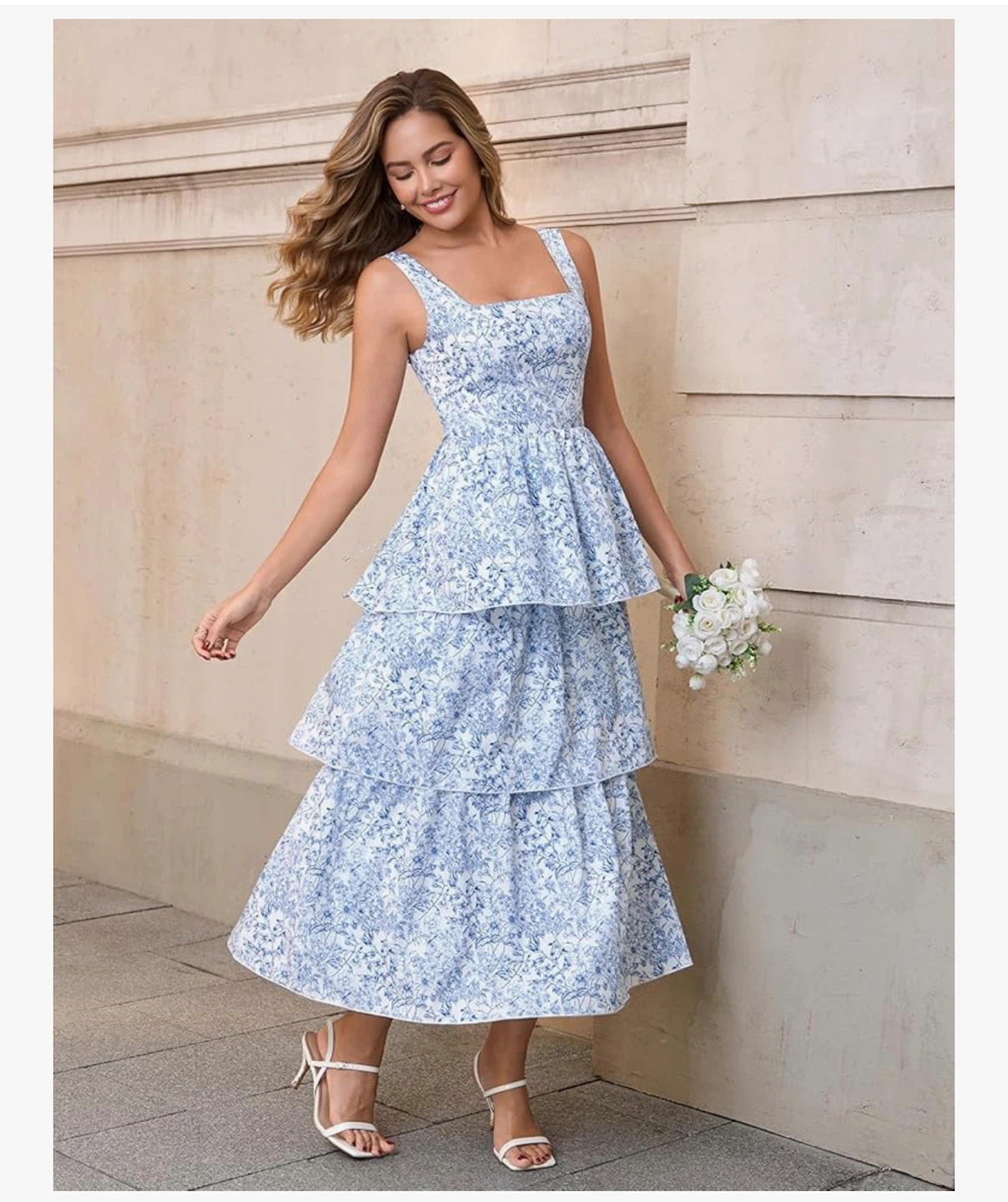 Summer Floral Tiered Ruffle Midi Sundress (Blue Floral) 👗 - photo 2