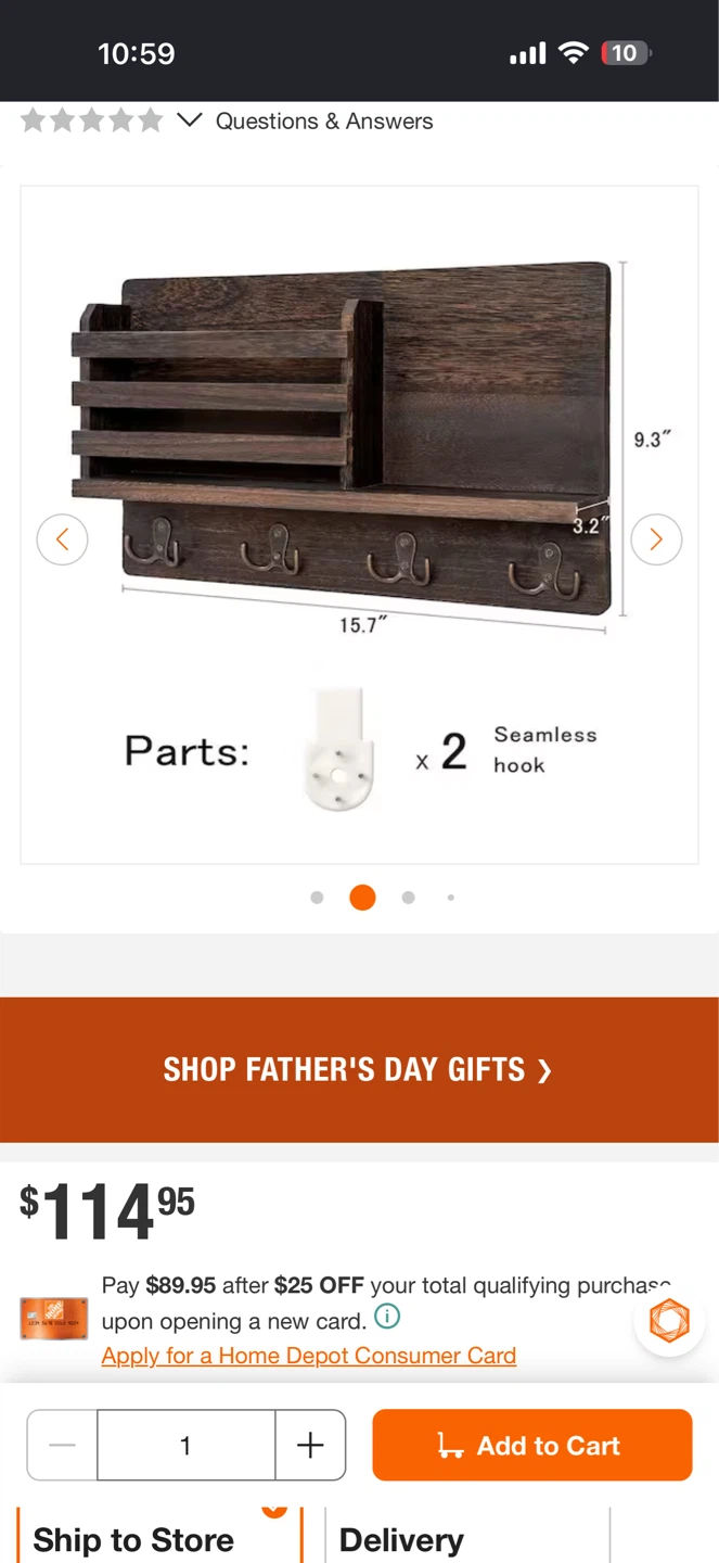 Wall Mounted Mail Holder with Hooks - photo 4