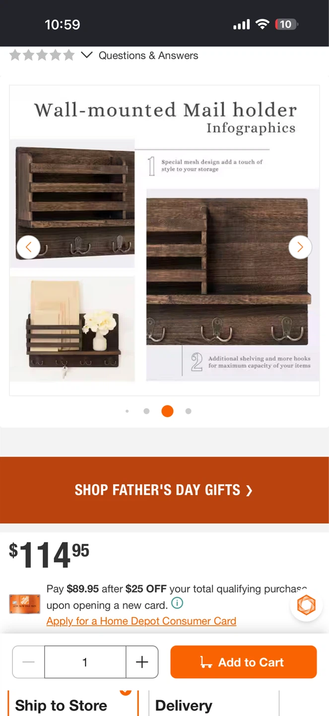 Wall Mounted Mail Holder with Hooks - photo 3