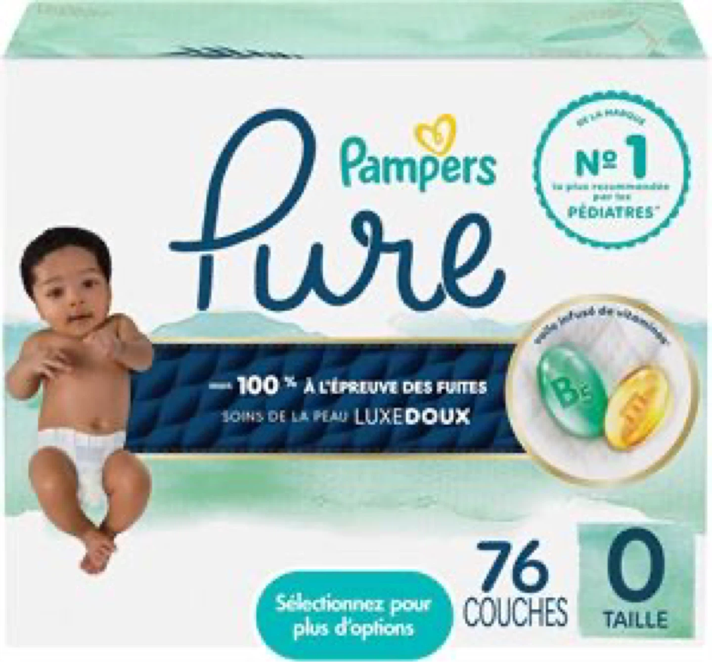 Pampers Pure Size 0 Diapers - 76 Count