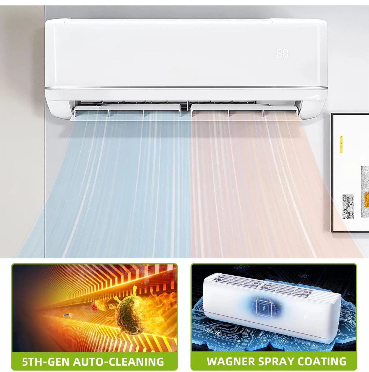 Wall Mount Air Conditioner Unit with Remote and Accessories
