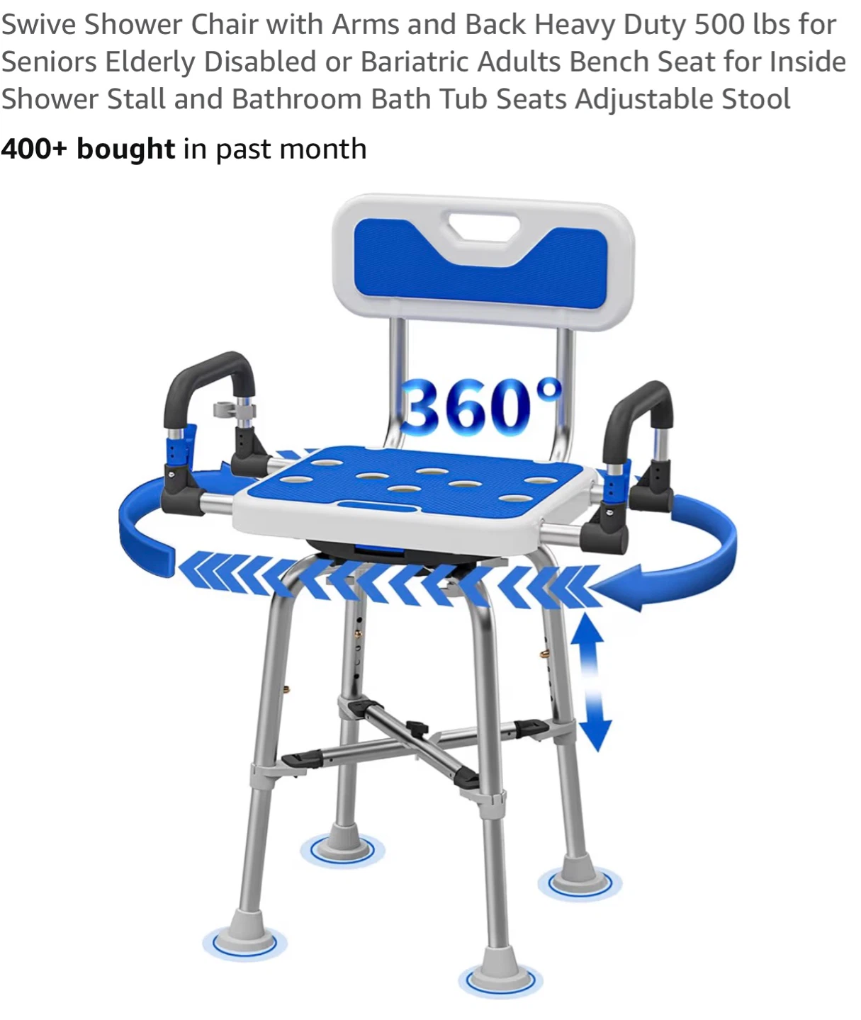 Swivel Shower Chair with Arms and Back S50