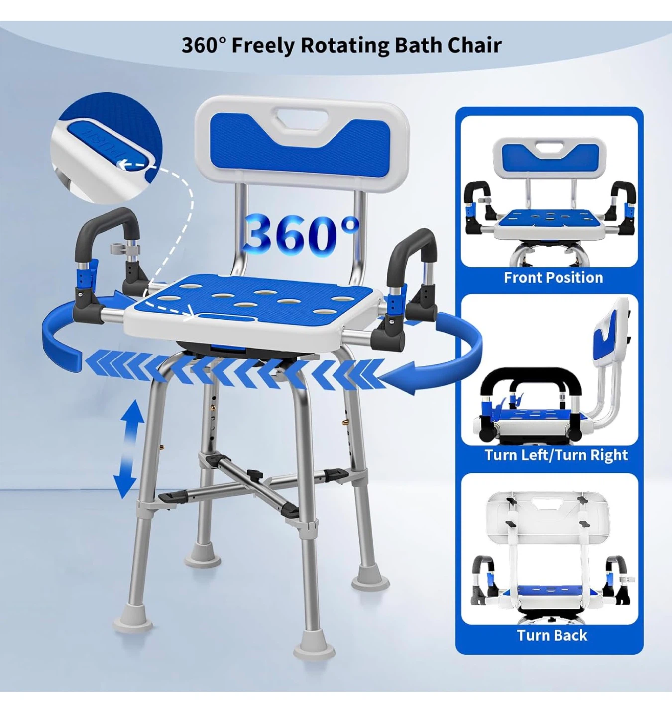 Swivel Shower Chair with Arms and Back S50 - photo 3