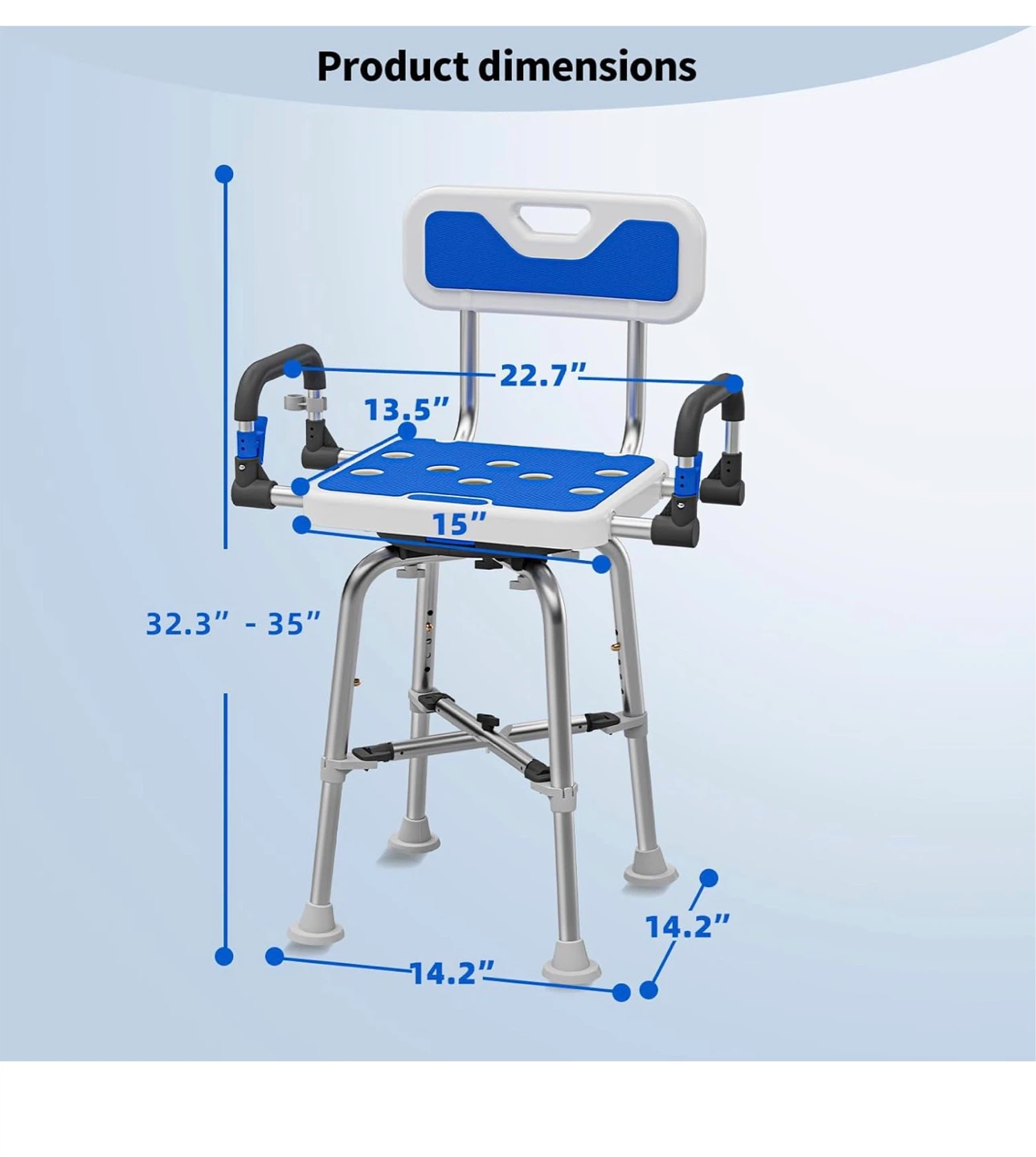 Swivel Shower Chair with Arms and Back S50 - photo 2