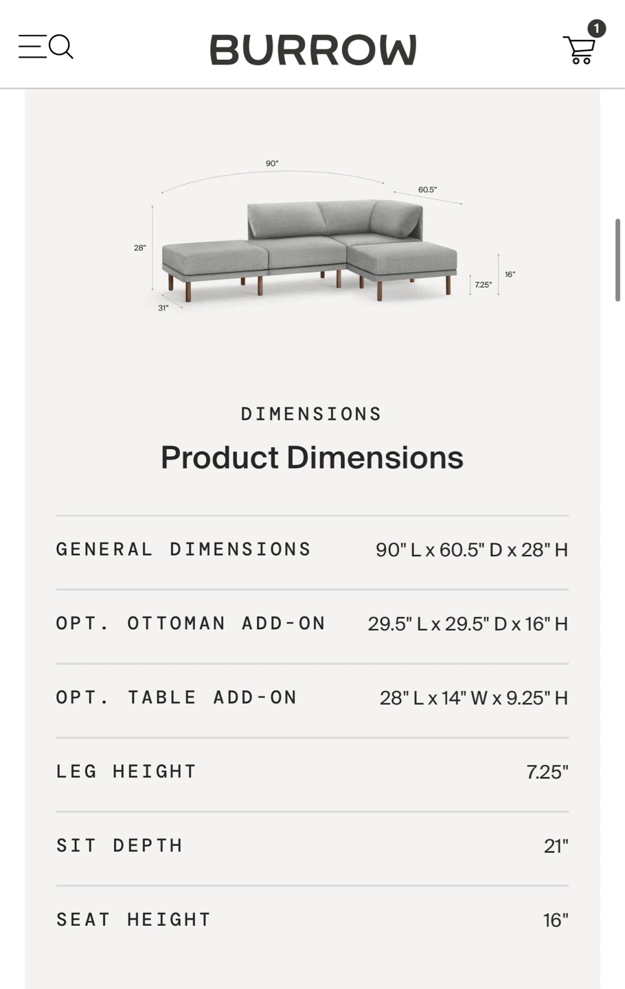 Burrow Sectional Sofa with Ottoman - photo 5