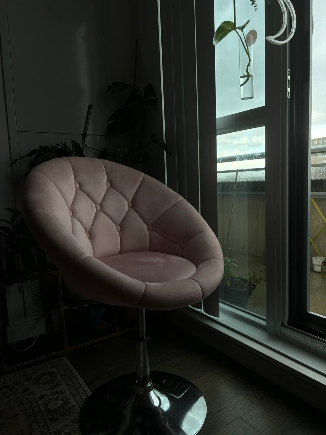 Pink Velvet Accent Chair